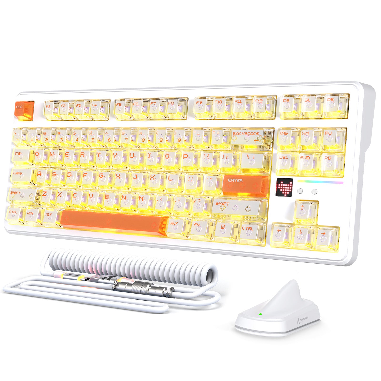ATTACK SHARK X87 ULTRA Draadloos Gaming Toetsenbord met 8KHz Ontvanger en RGB Opgerolde Kabel