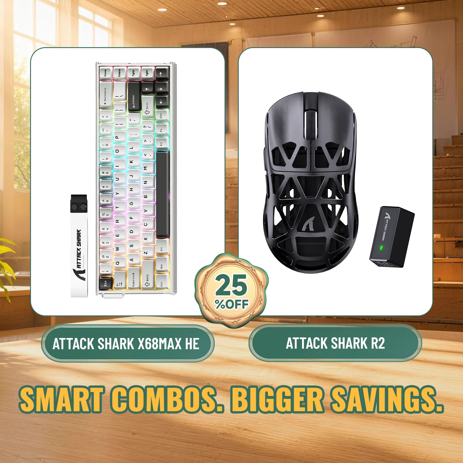 ATTACK SHARK X68MAX HE Rapid Trigger Aluminium Toetsenbord + R2 Magnesiumlegering Draadloze Gaming Muis Bundel