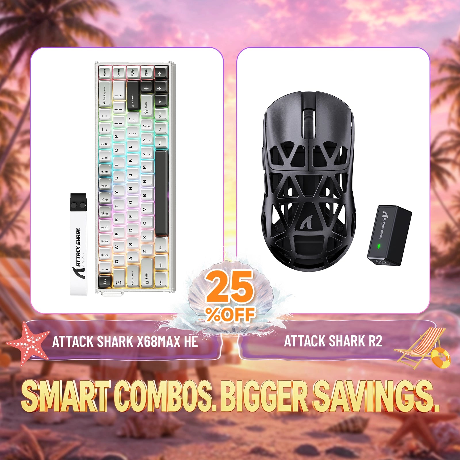 ATTACK SHARK X68MAX HE Rapid Trigger Aluminium Toetsenbord + R2 Magnesiumlegering Draadloze Gaming Muis Bundel
