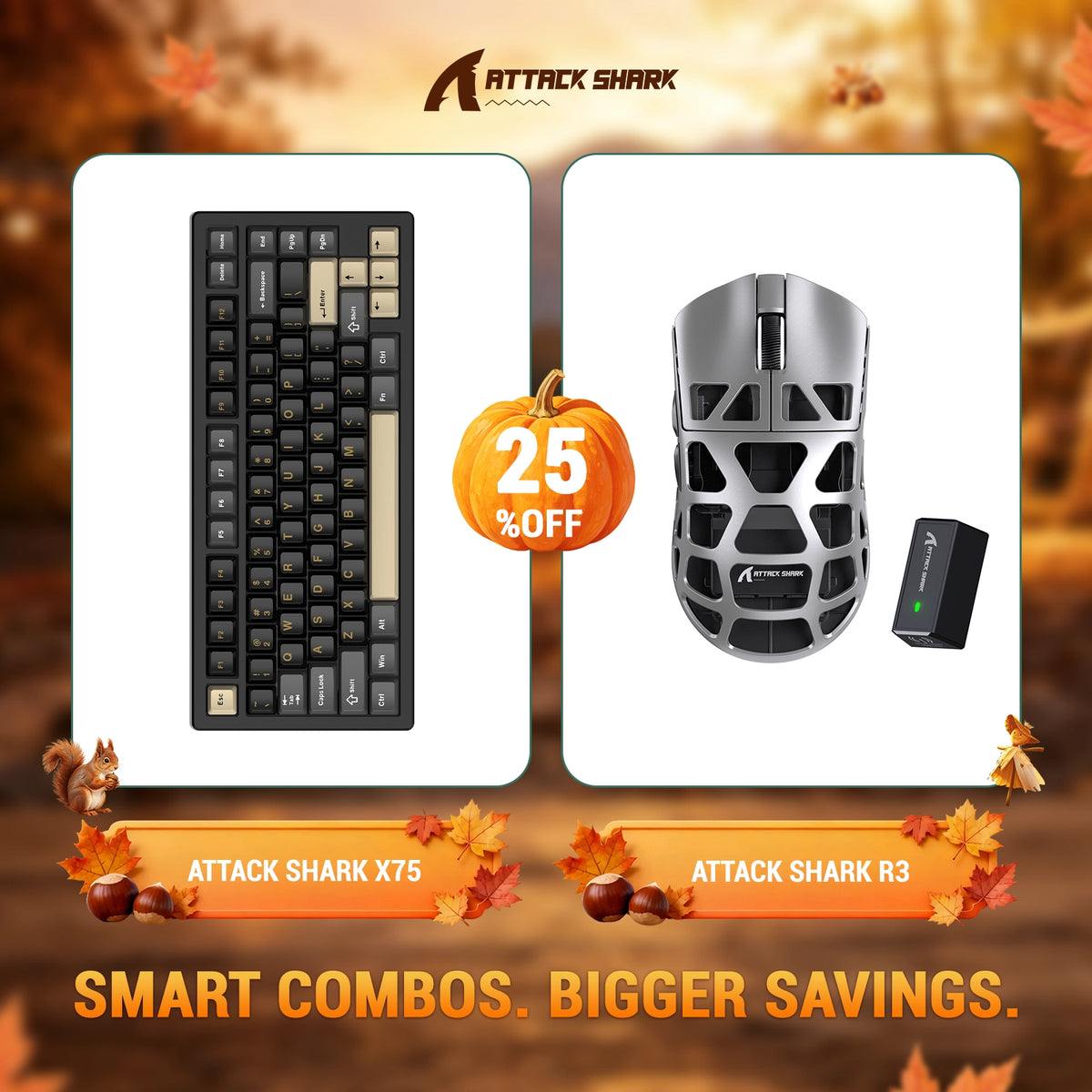 ATTACK SHARK X75 Volledig Aluminium Toetsenbord + R3 Magnesiumlegering Gaming Muis Bundel
