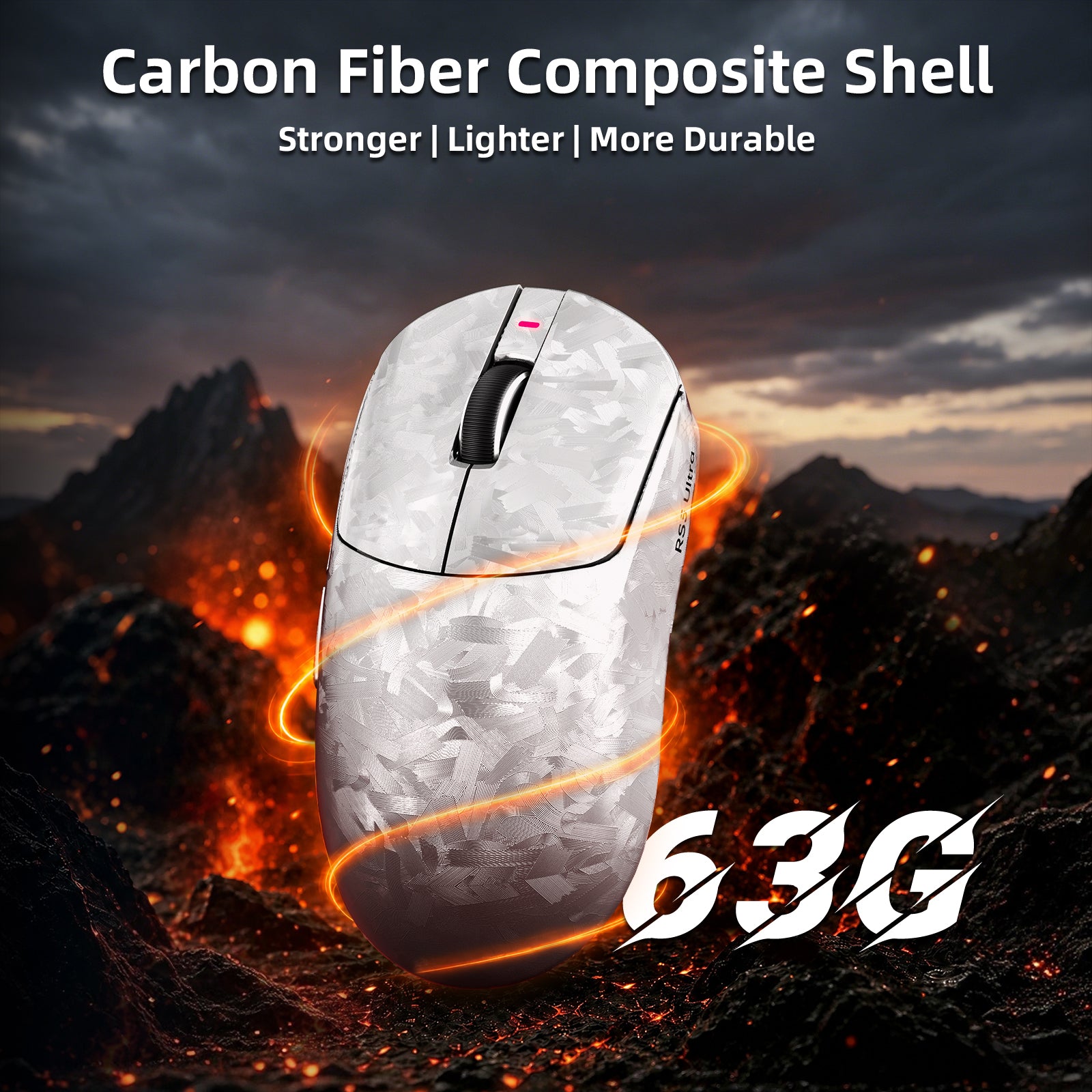 ATTACK SHARK RS3 ULTRA Carbon Fiber Draadloze PAW3955MAX Gaming Muis met C06 Ultra LED Kabel