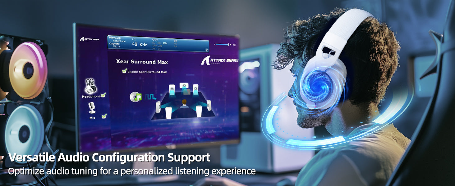 ATTACK SHARK L90 Opvouwbare RGB Ultra-Lichte Tri-Modus Gaming Headset