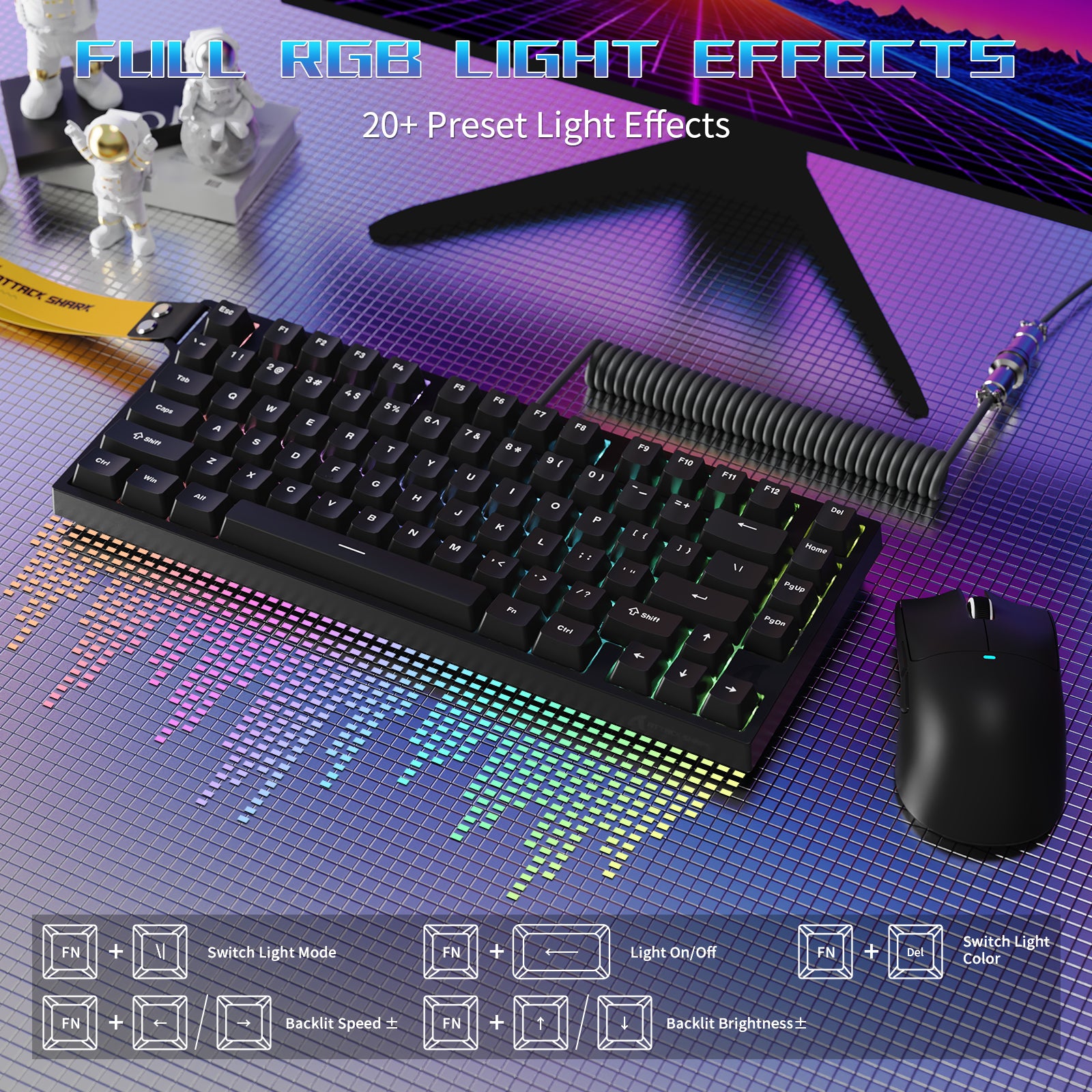 ATTACK SHARK R82 HE Bedraad 75% Gaming Toetsenbord met C01ULTRA LED Kabel