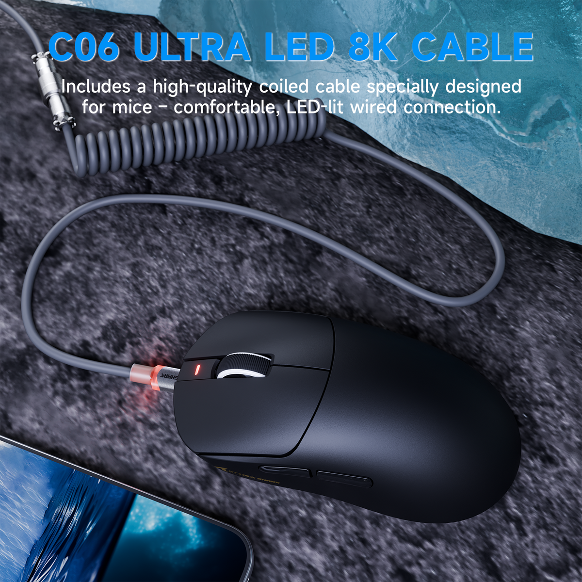 ATTACK SHARK X8 PLUS draadloze gamingmuis met drie modi en C06 ULTRA-kabel
