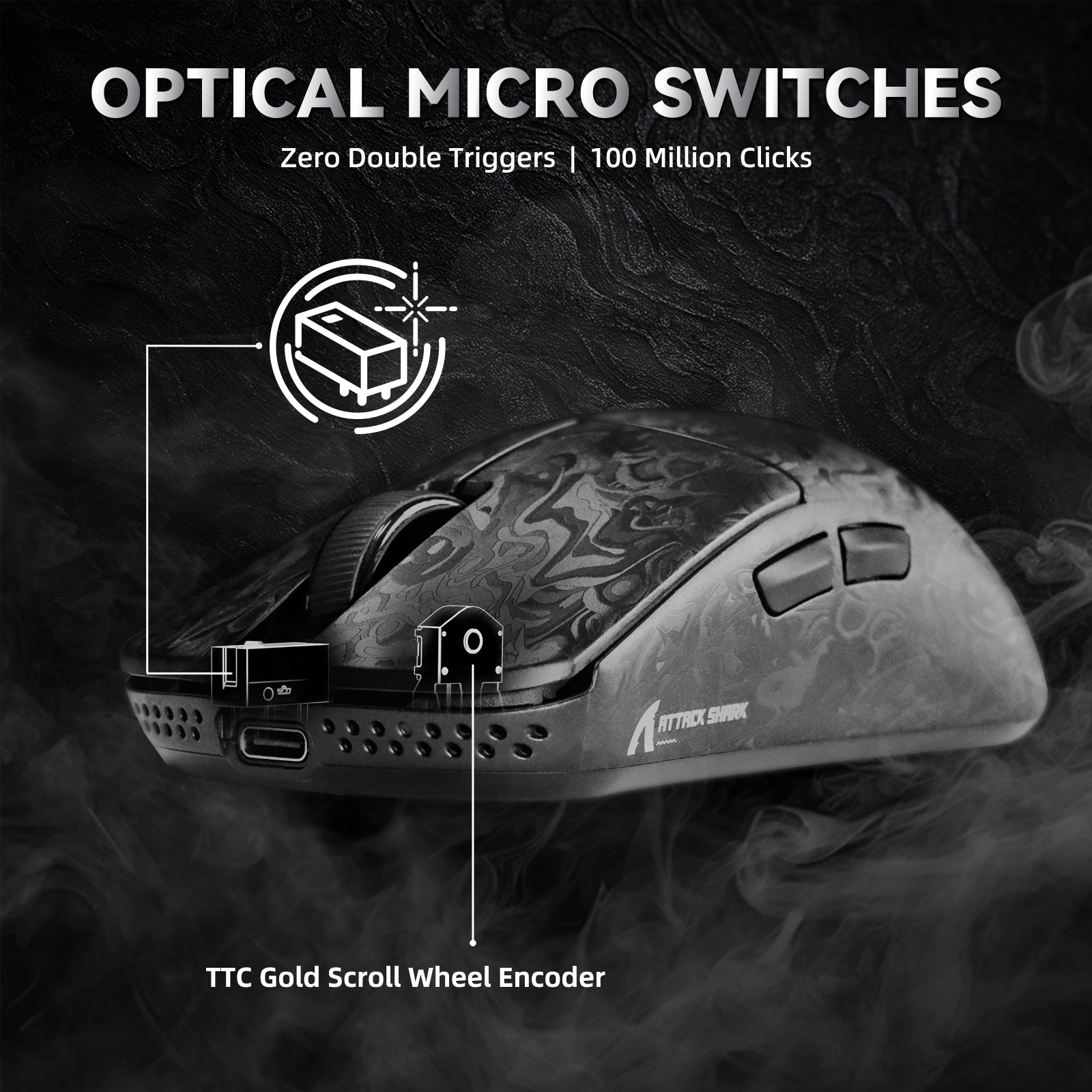 ATTACK SHARK R11 ULTRA Carbon Fiber Draadloze 8K PAW3950MAX Gaming Muis