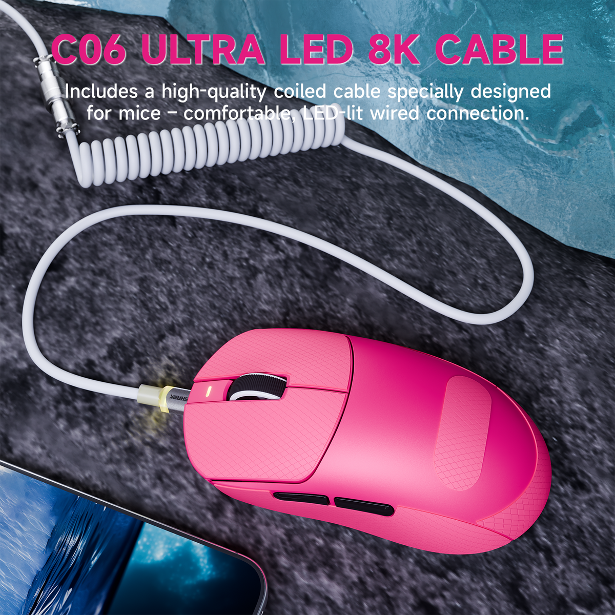 ATTACK SHARK X8 PLUS draadloze gamingmuis met drie modi en C06 ULTRA-kabel