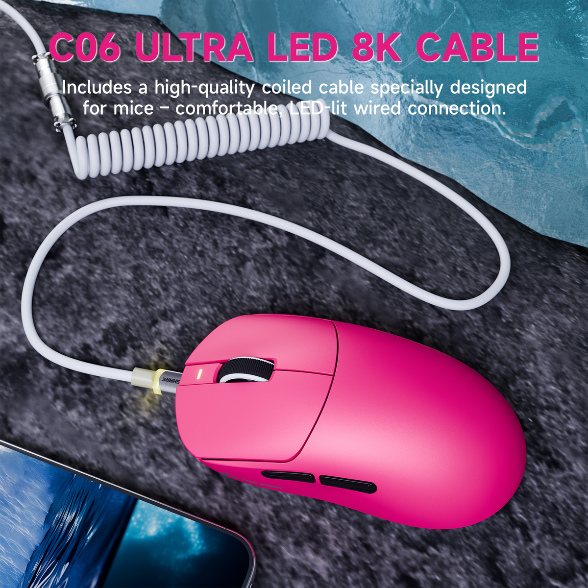 ATTACK SHARK X8 PLUS draadloze gamingmuis met drie modi en C06 ULTRA-kabel