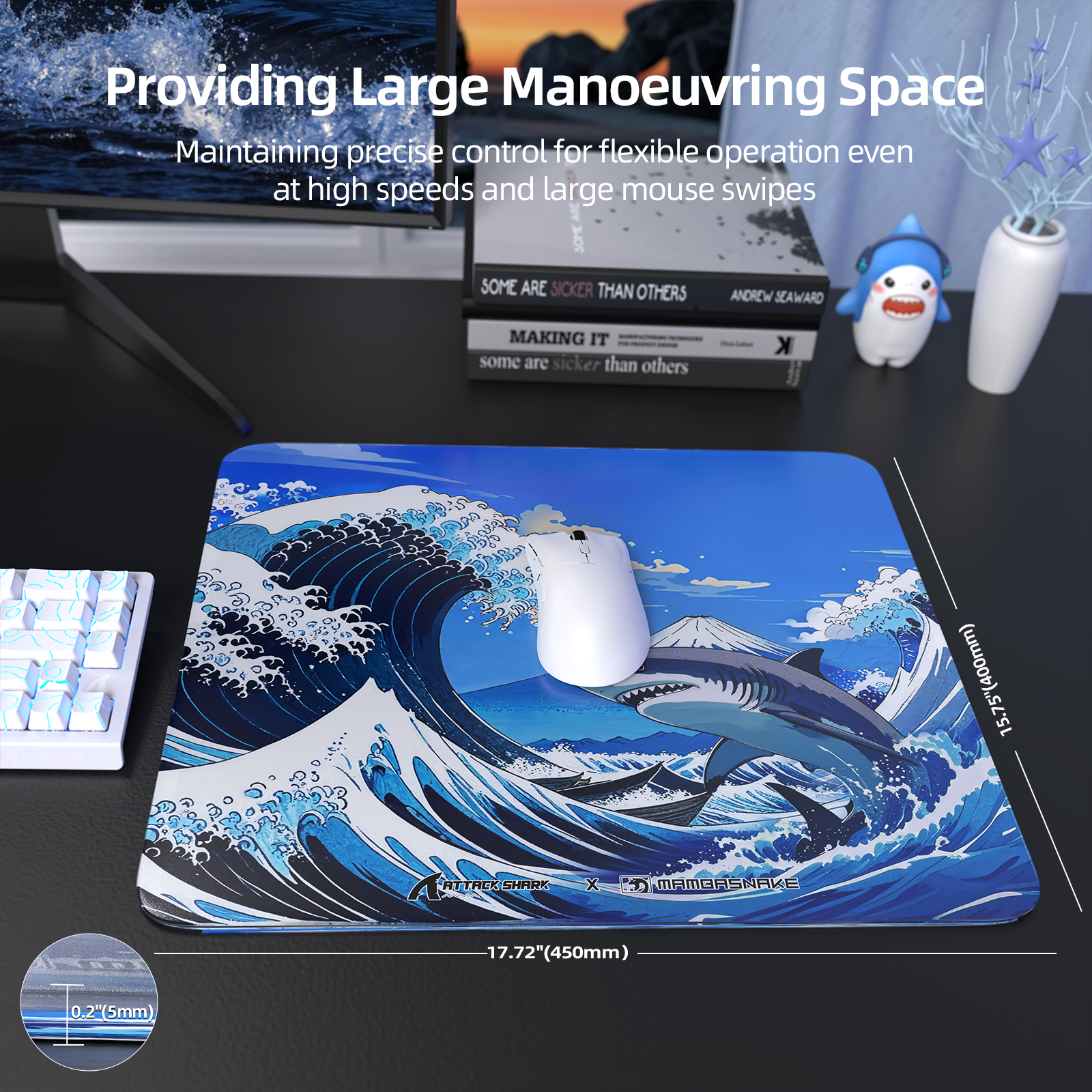 ATTACK SHARK CM05 Gehard Glas Gaming Muismat
