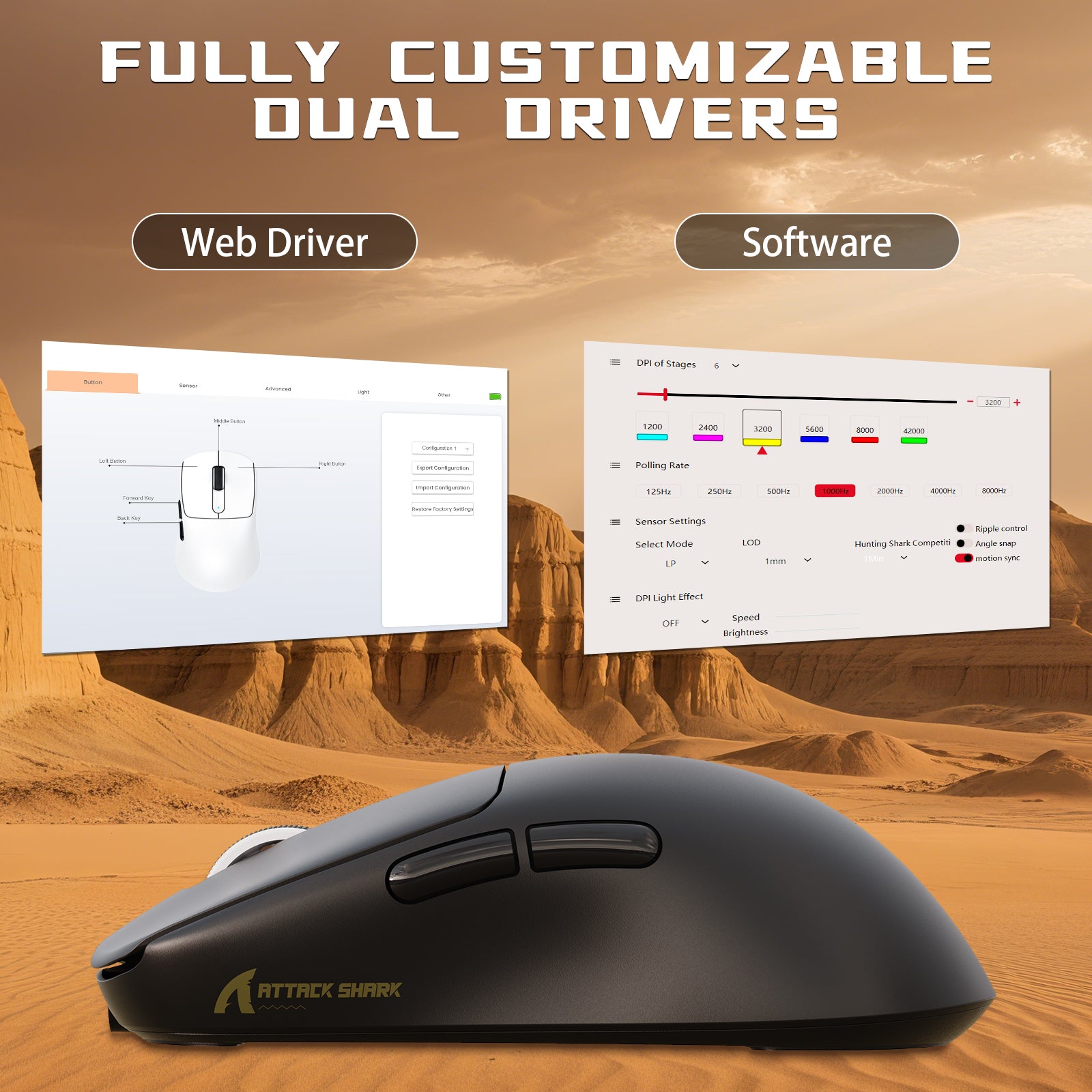 ATTACK SHARK V5 8KHz Draadloze PAW3950MAX Gaming Muis met C06 Ultra Kabel