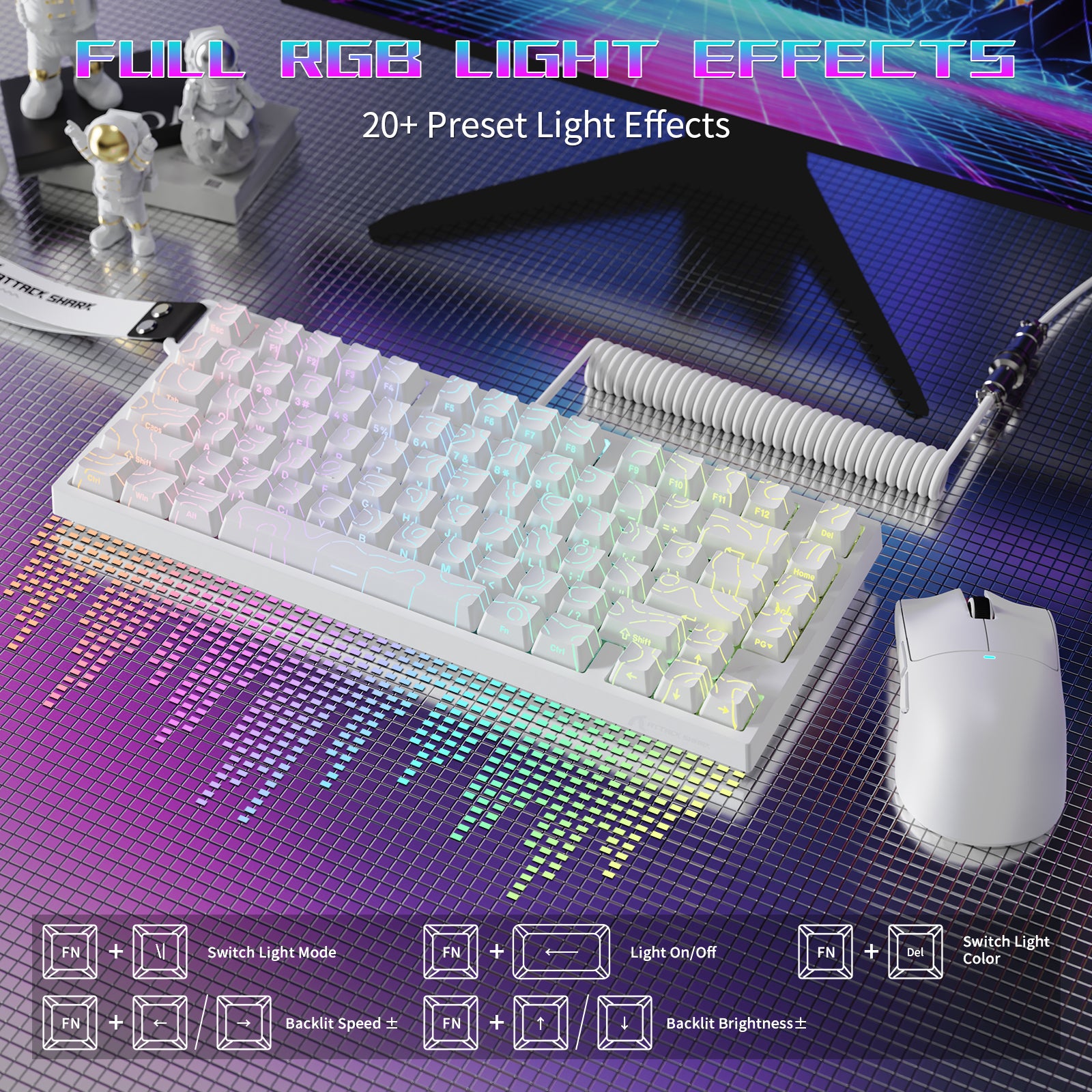 ATTACK SHARK R82 HE Bedraad 75% Gaming Toetsenbord met C01ULTRA LED Kabel