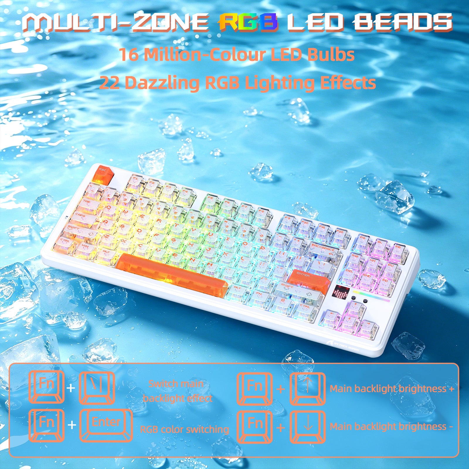 ATTACK SHARK X87 ULTRA Draadloos Gaming Toetsenbord met 8KHz Ontvanger en RGB Opgerolde Kabel