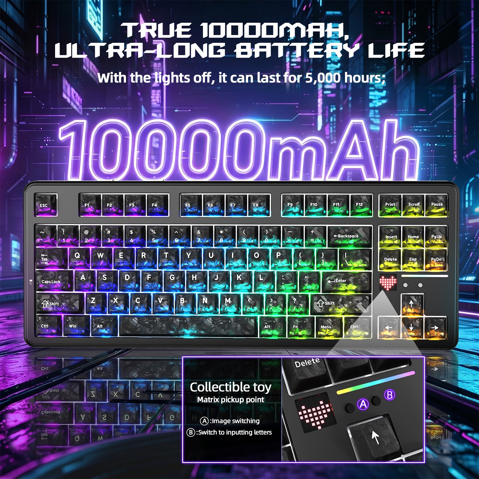 ATTACK SHARK X87 ULTRA Draadloos Gaming Toetsenbord met 8KHz Ontvanger en RGB Opgerolde Kabel