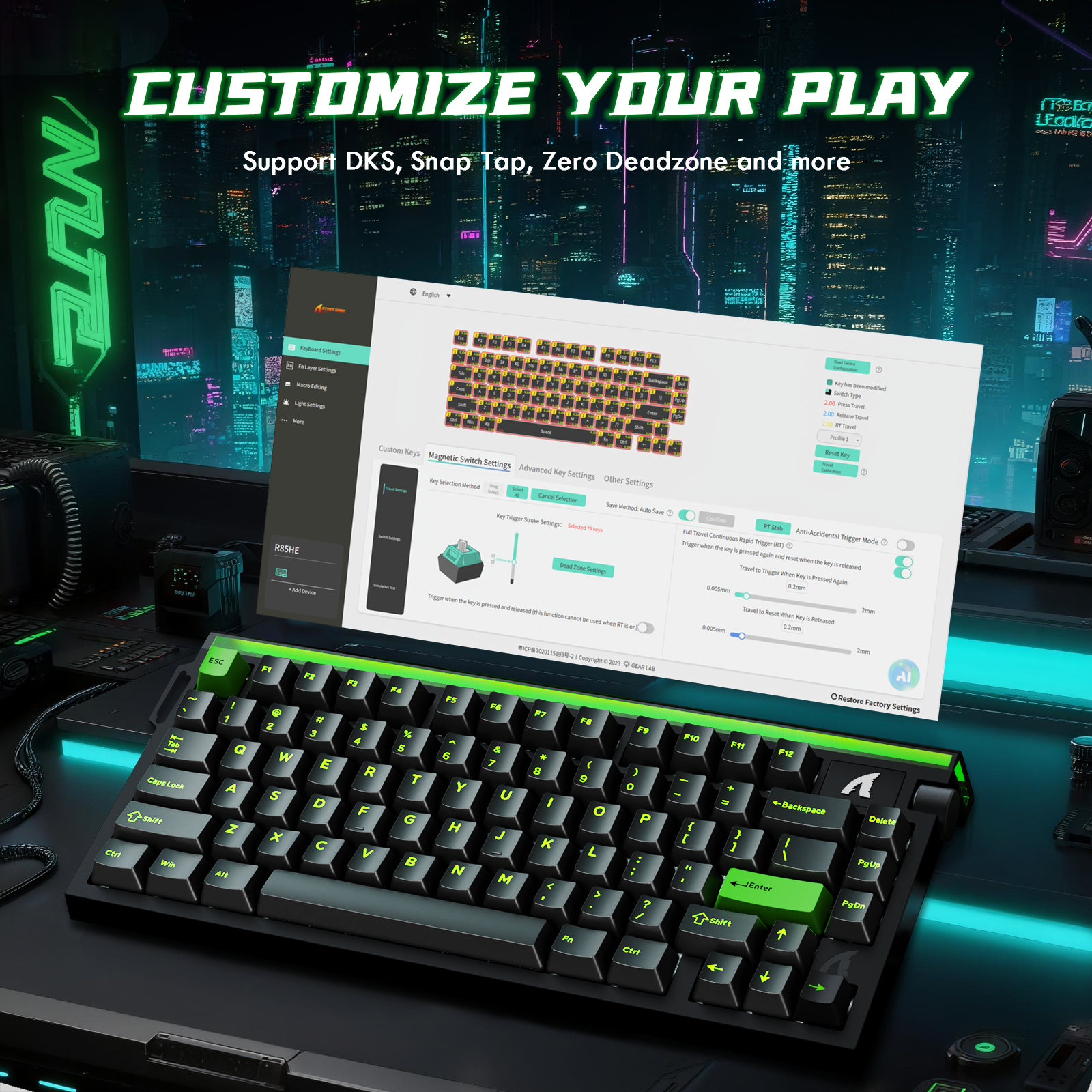 ATTACK SHARK R85 HE Rapid Trigger Keyboard Magnetic Switch with Custom Lightbox