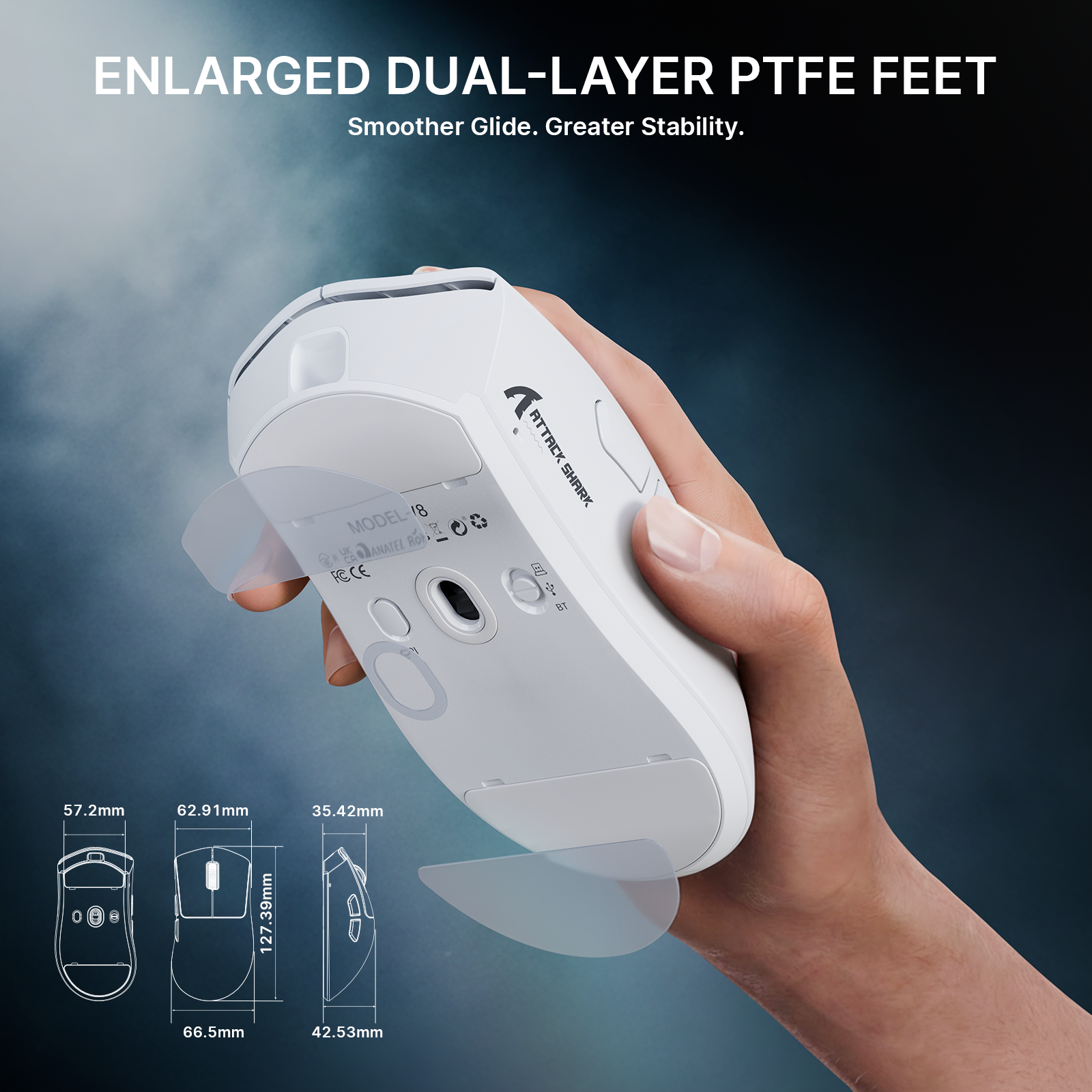 ATTACK SHARK V8 Ultra-Lichte Ergonomische Draadloze Gaming Muis
