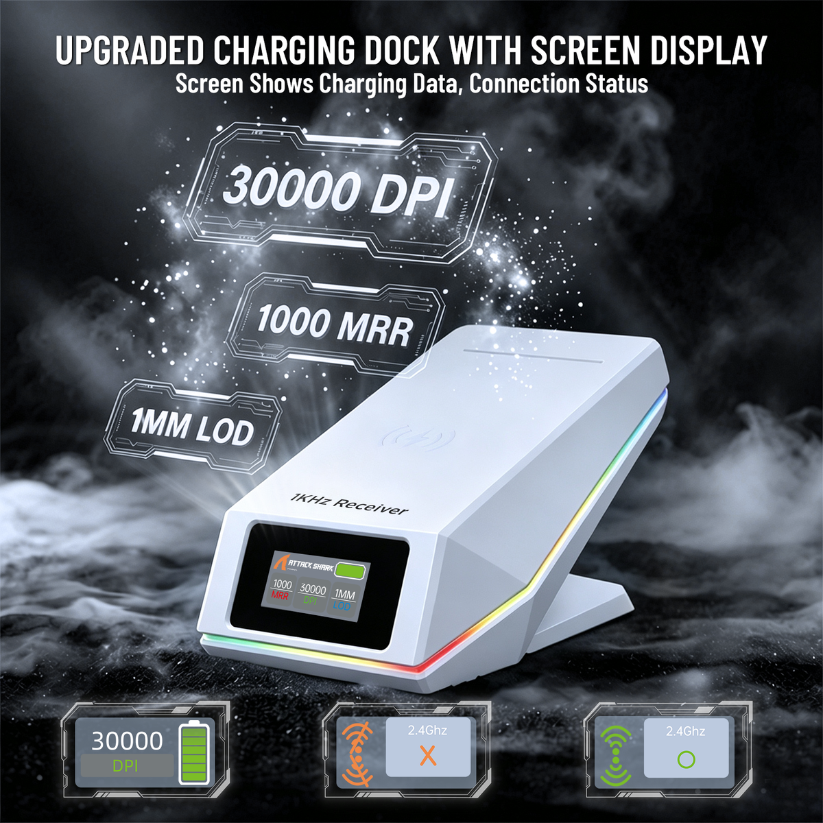 ATTACK SHARK X11 PRO V2 Draadloze Gaming Muis met TFT Display Oplaadstation met C06 Opgerolde Kabel