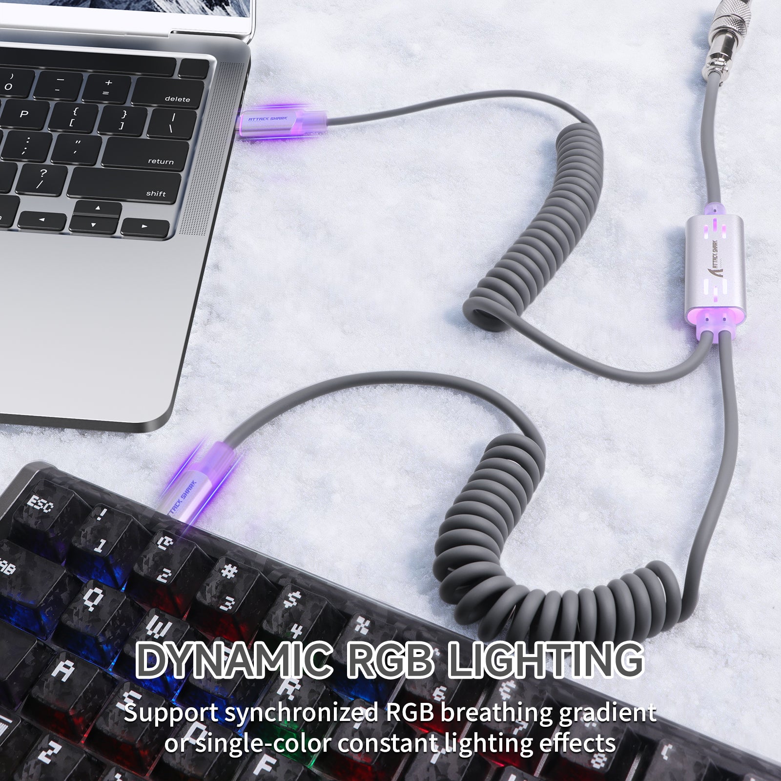 ATTACK SHARK C08 2-in-1 aangepaste luchtvaartkabel voor 8kHz magnetische toetsenborden