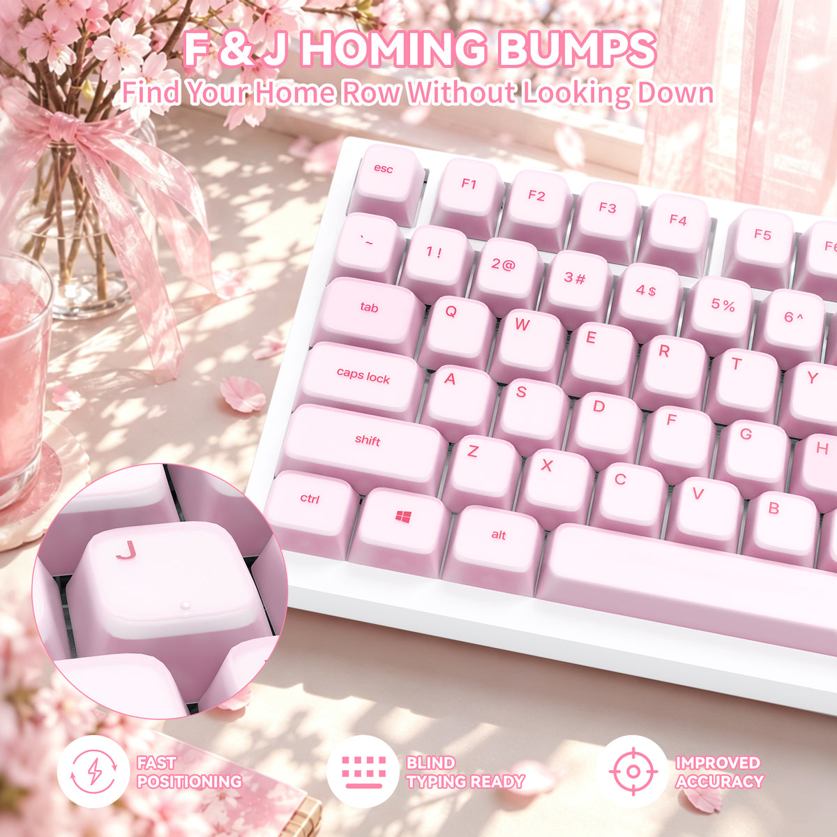 ATTACK SHARK SK01 113 toetsen siliconenkeycaps, Cherry-profiel, ANSI, roze