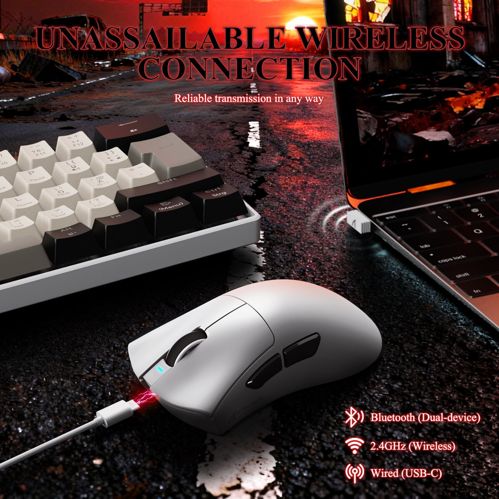 ATTACK SHARK V3PRO Ultra-Lichte Driemodi Gaming Muis met Oplaaddock