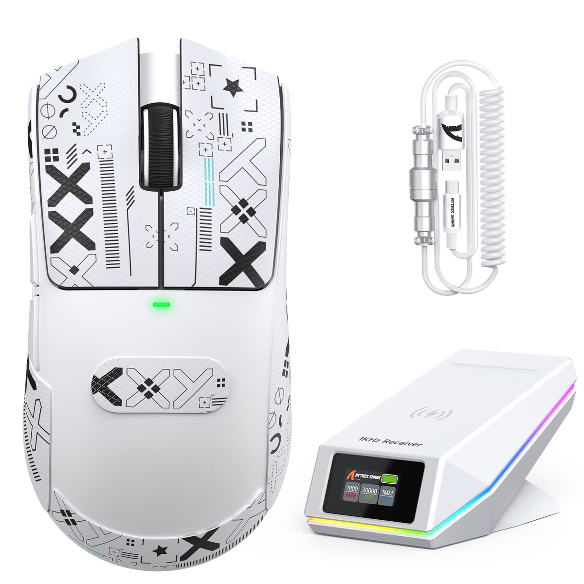 ATTACK SHARK X11 PRO V2 Draadloze Gaming Muis met TFT Display Oplaadstation met C06 Opgerolde Kabel