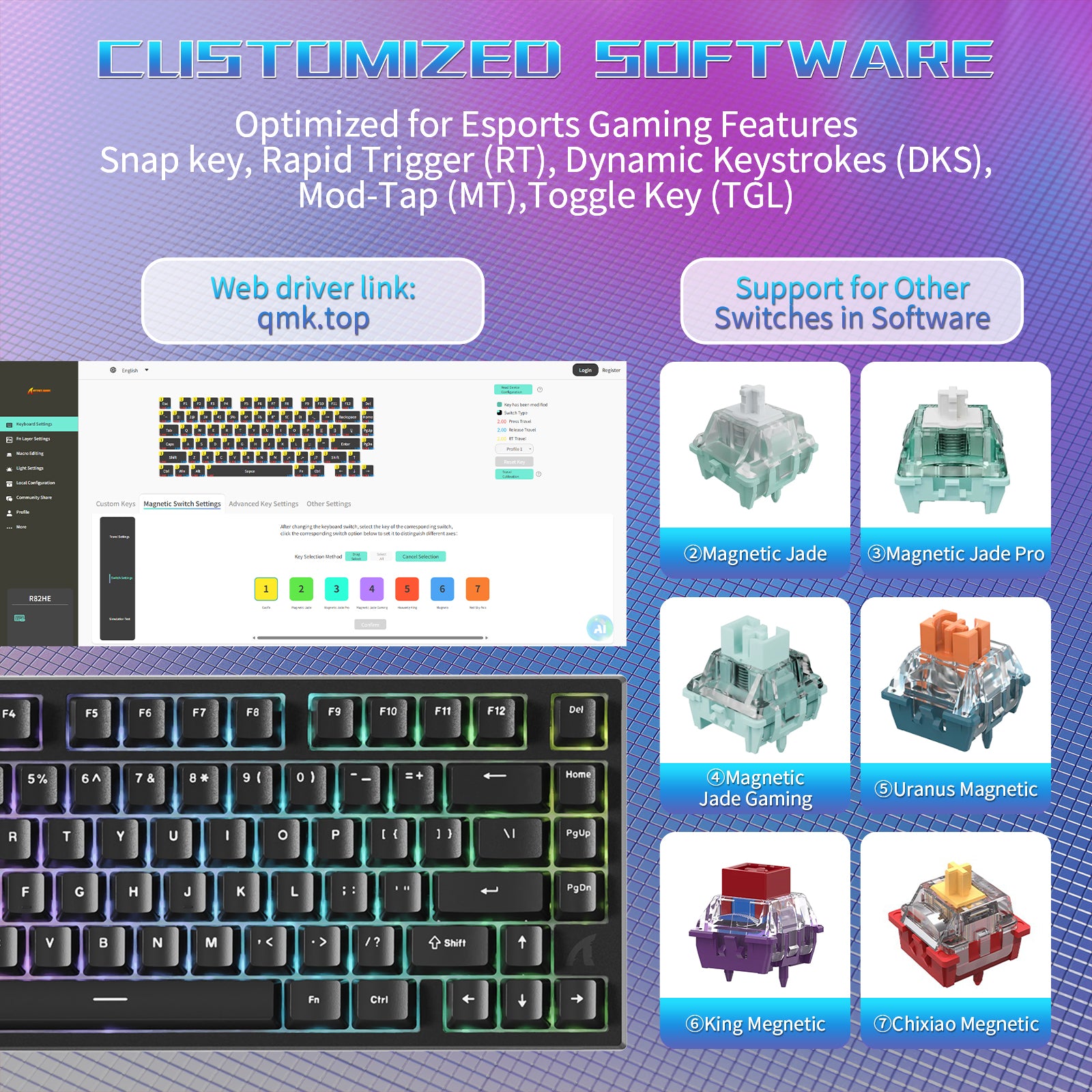 ATTACK SHARK R82 HE Bedraad 75% Gaming Toetsenbord met C01ULTRA LED Kabel