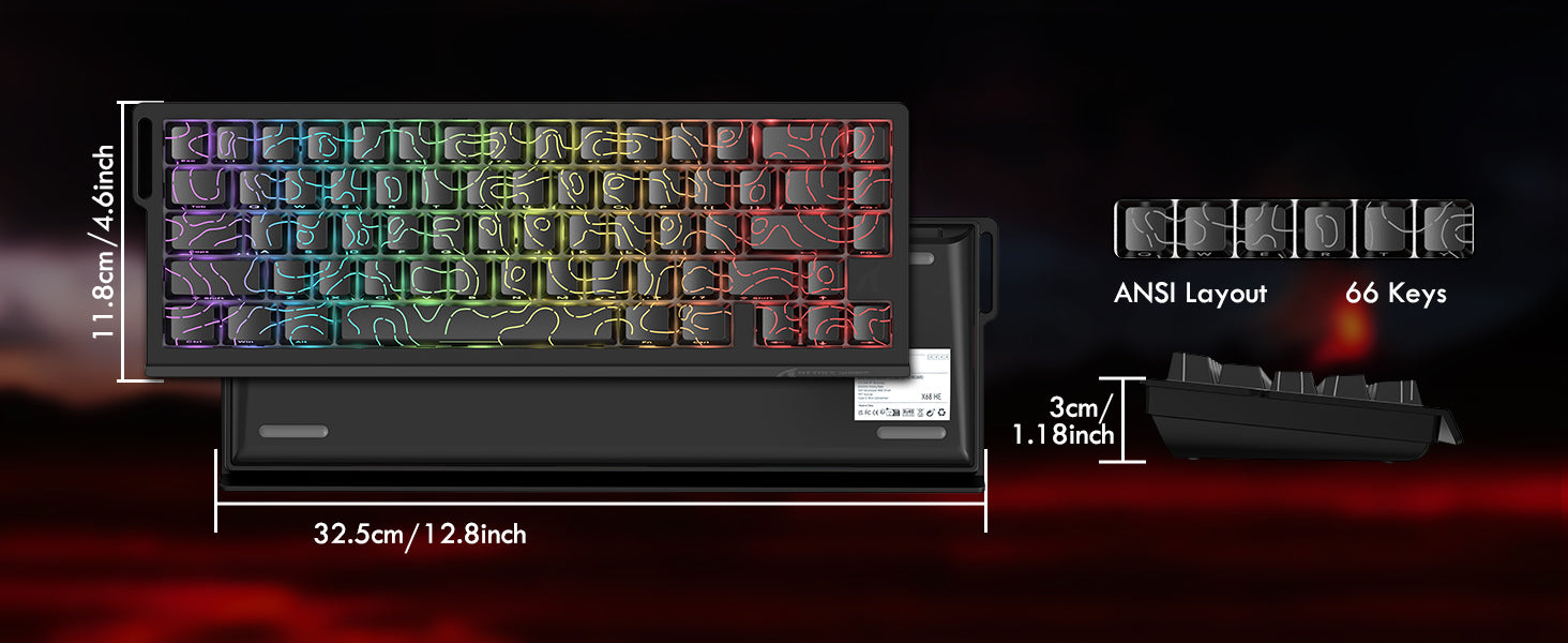 ATTACK SHARK X68 HE Snelle Trigger Toetsenbord Magnetische Schakelaar met C01PRO Opgerolde Kabel