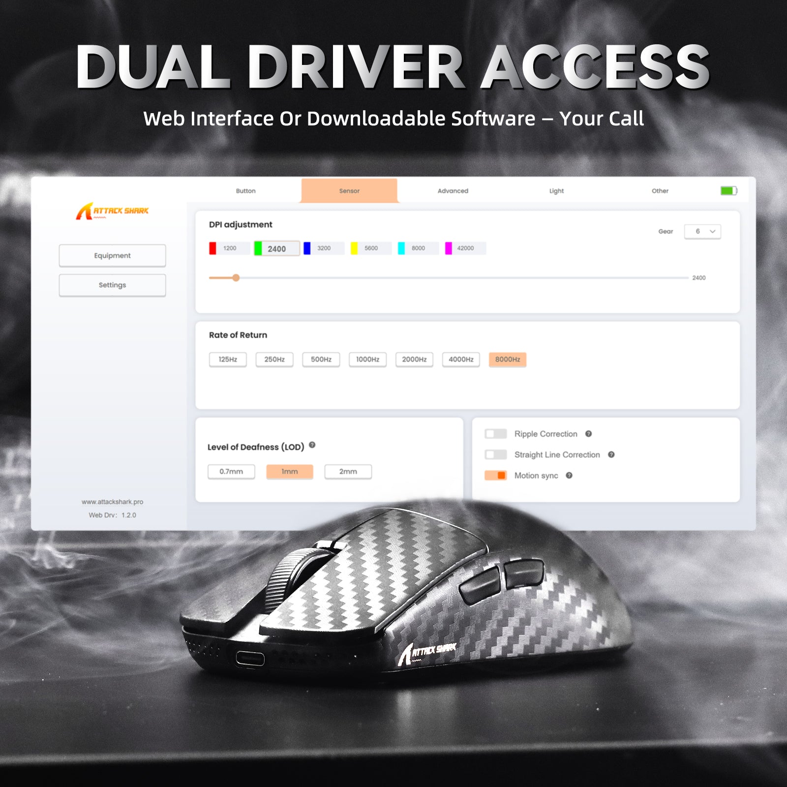 ATTACK SHARK R11 ULTRA Carbon Fiber Wireless 8K PAW3950MAX Gaming Mouse