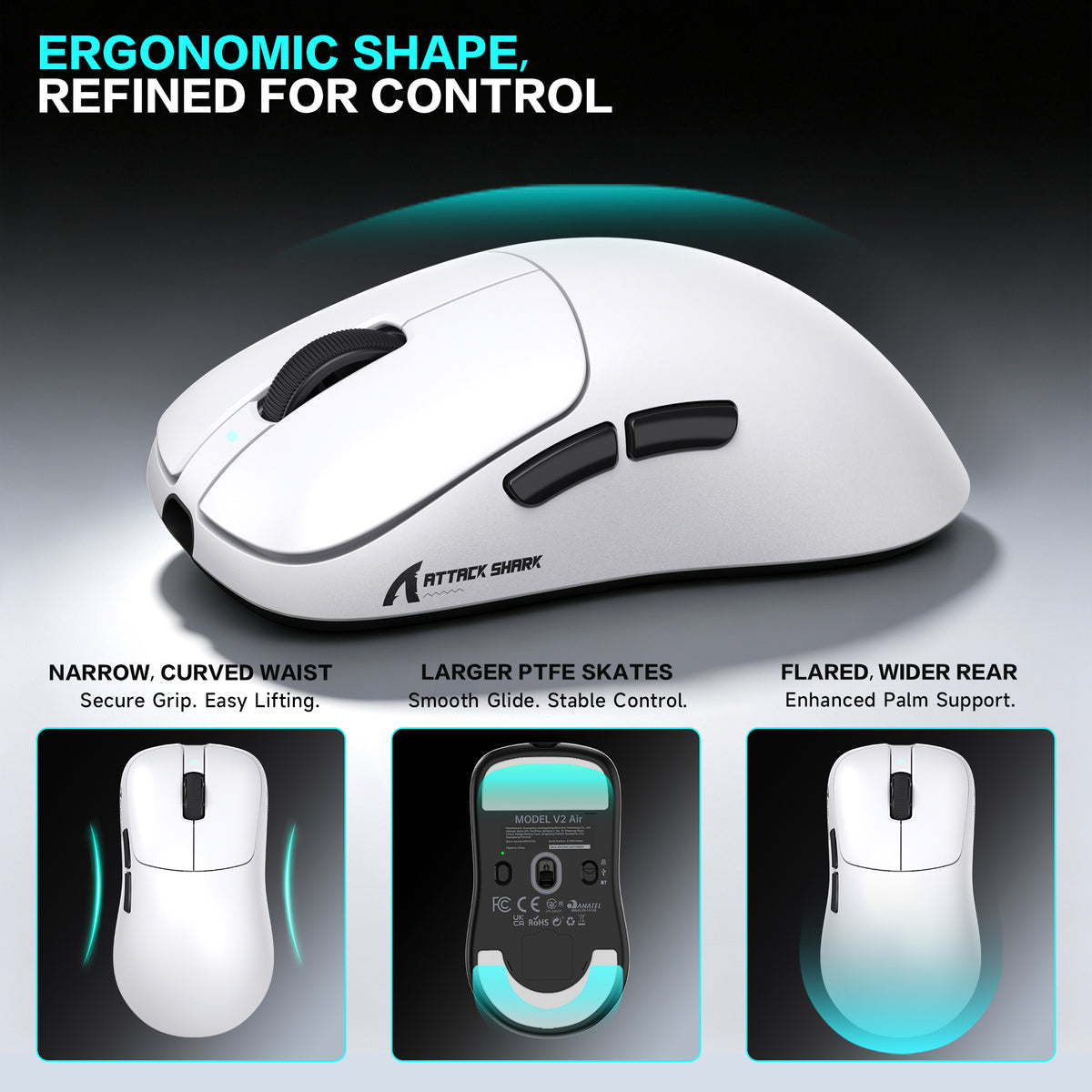 ATTACK SHARK V2 AIR PAW3955MAX ergonomische draadloze gamingmuis
