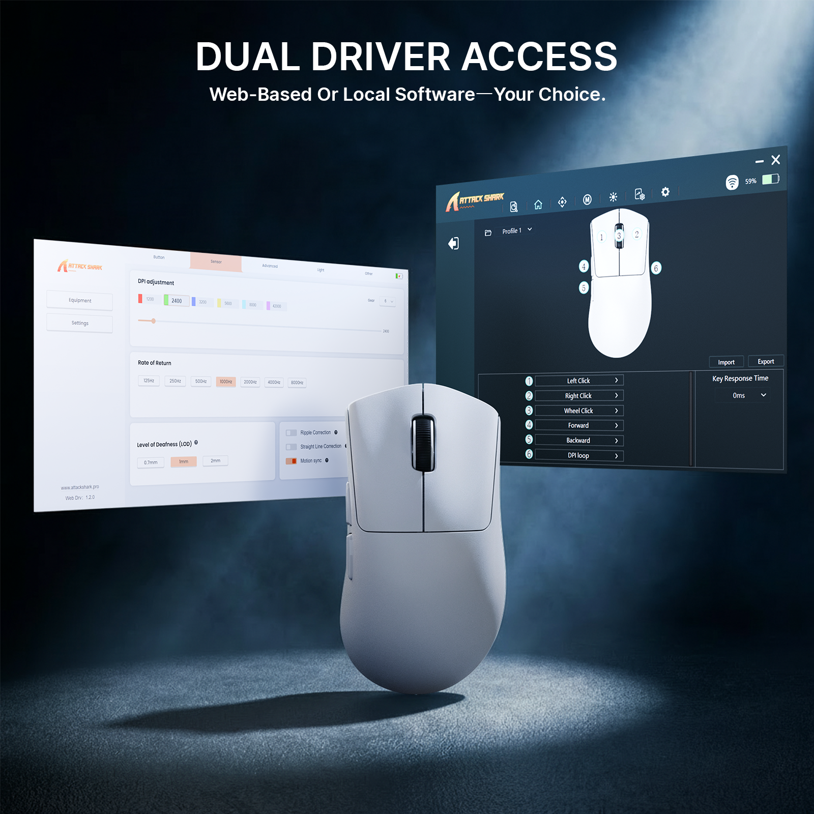 ATTACK SHARK V8 Ultra-Lichte Ergonomische Draadloze Gaming Muis