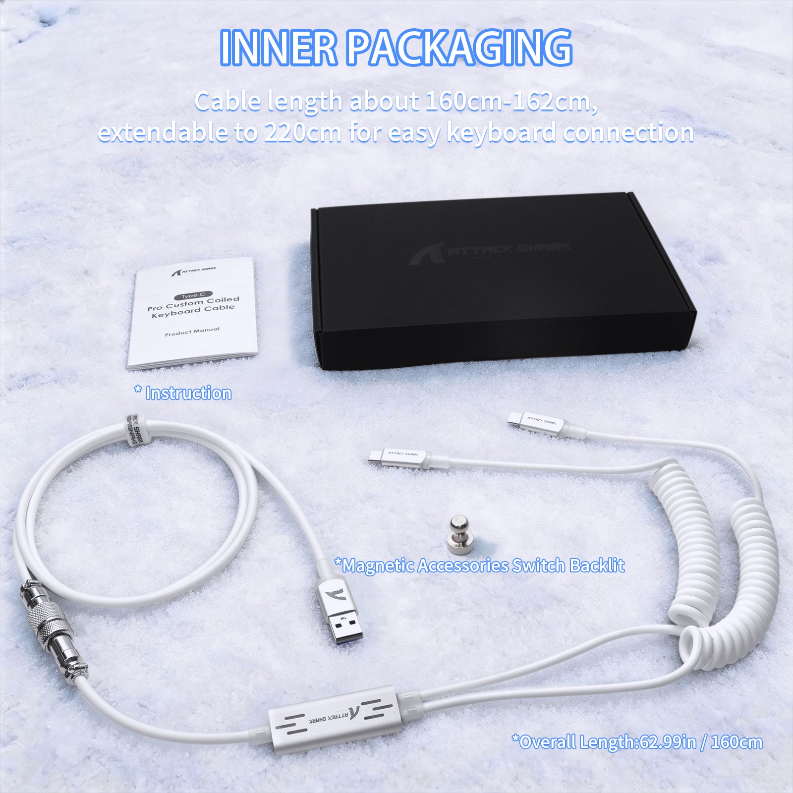 ATTACK SHARK C08 2-in-1 aangepaste luchtvaartkabel voor 8kHz magnetische toetsenborden