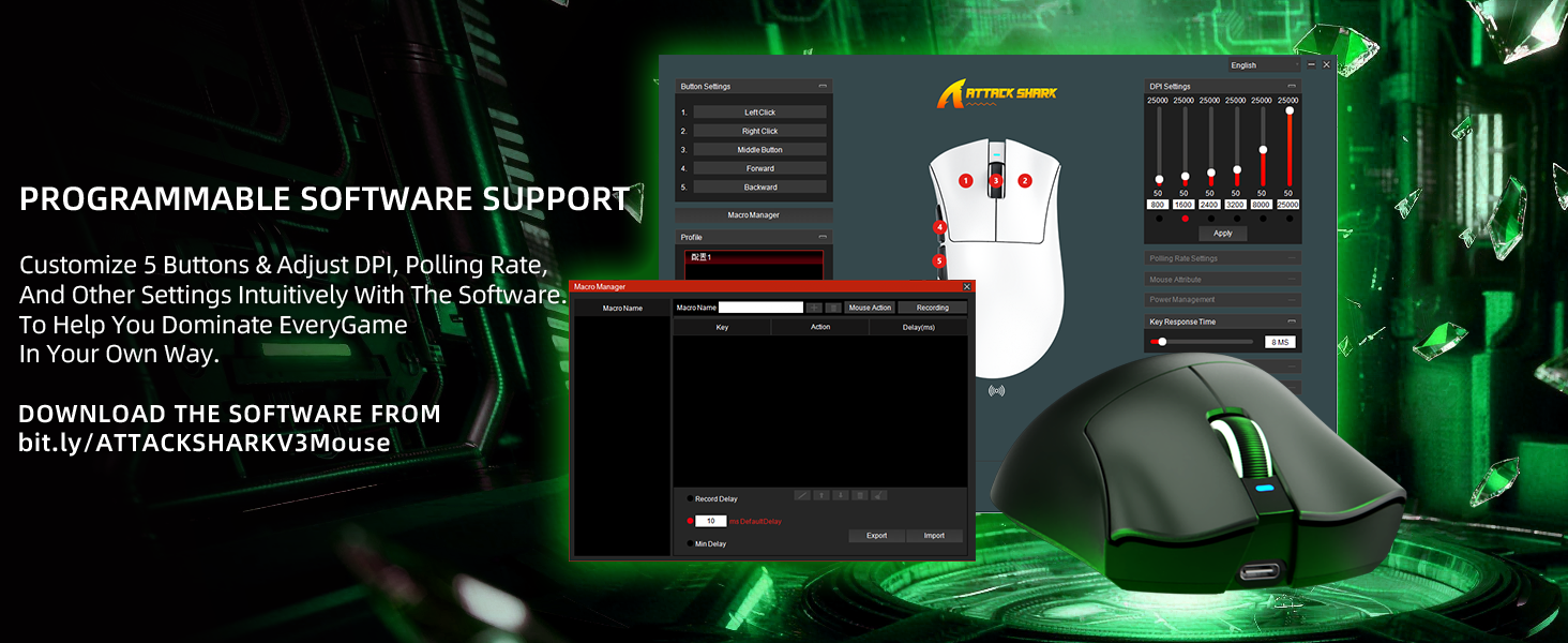 ATTACK SHARK V3 Ultra-Lichte Driemodi Gaming Muis