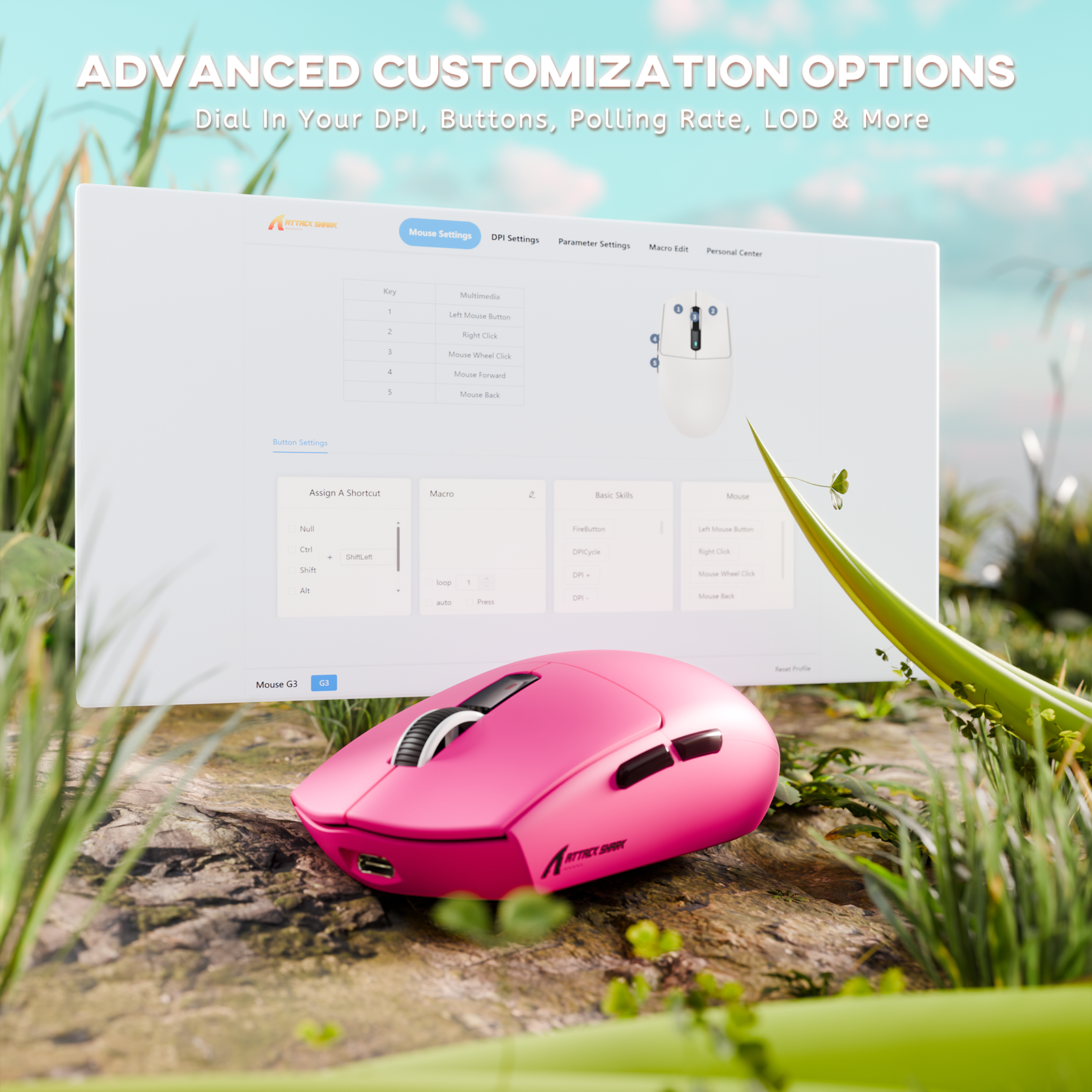 ATTACK SHARK G3 Tri-mode Wireless Gaming Mouse 25000 DPI Ultra Lightweight