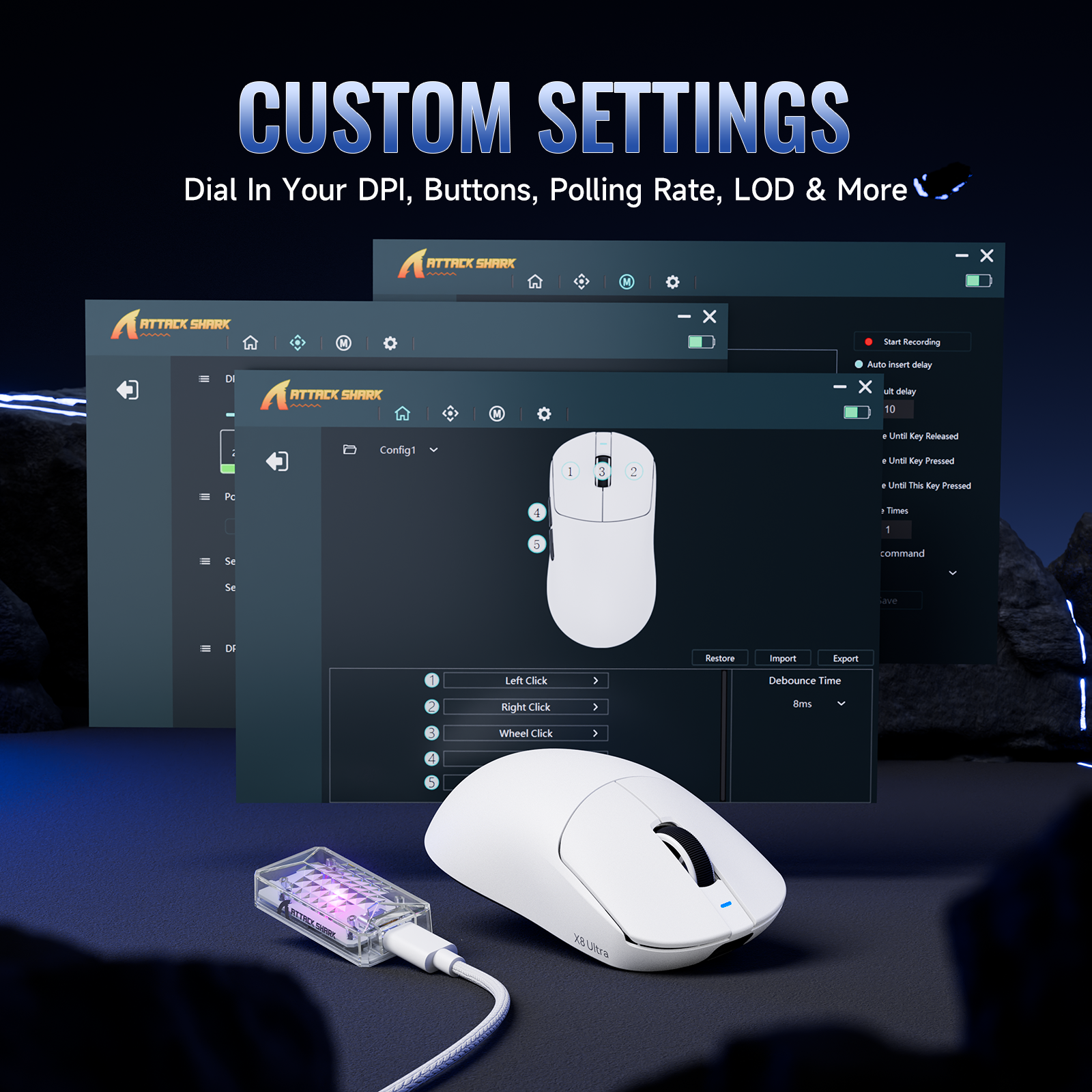 ATTACK SHARK X8 Serie Driemodi Lichtgewicht Draadloze Gaming Muis
