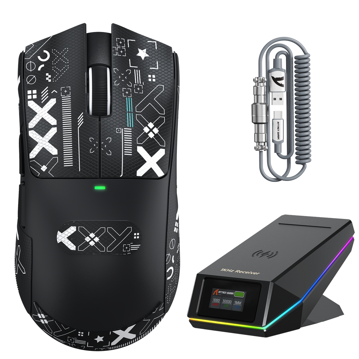 ATTACK SHARK X11 PRO V2 Draadloze Gaming Muis met TFT Display Oplaadstation met C06 Opgerolde Kabel