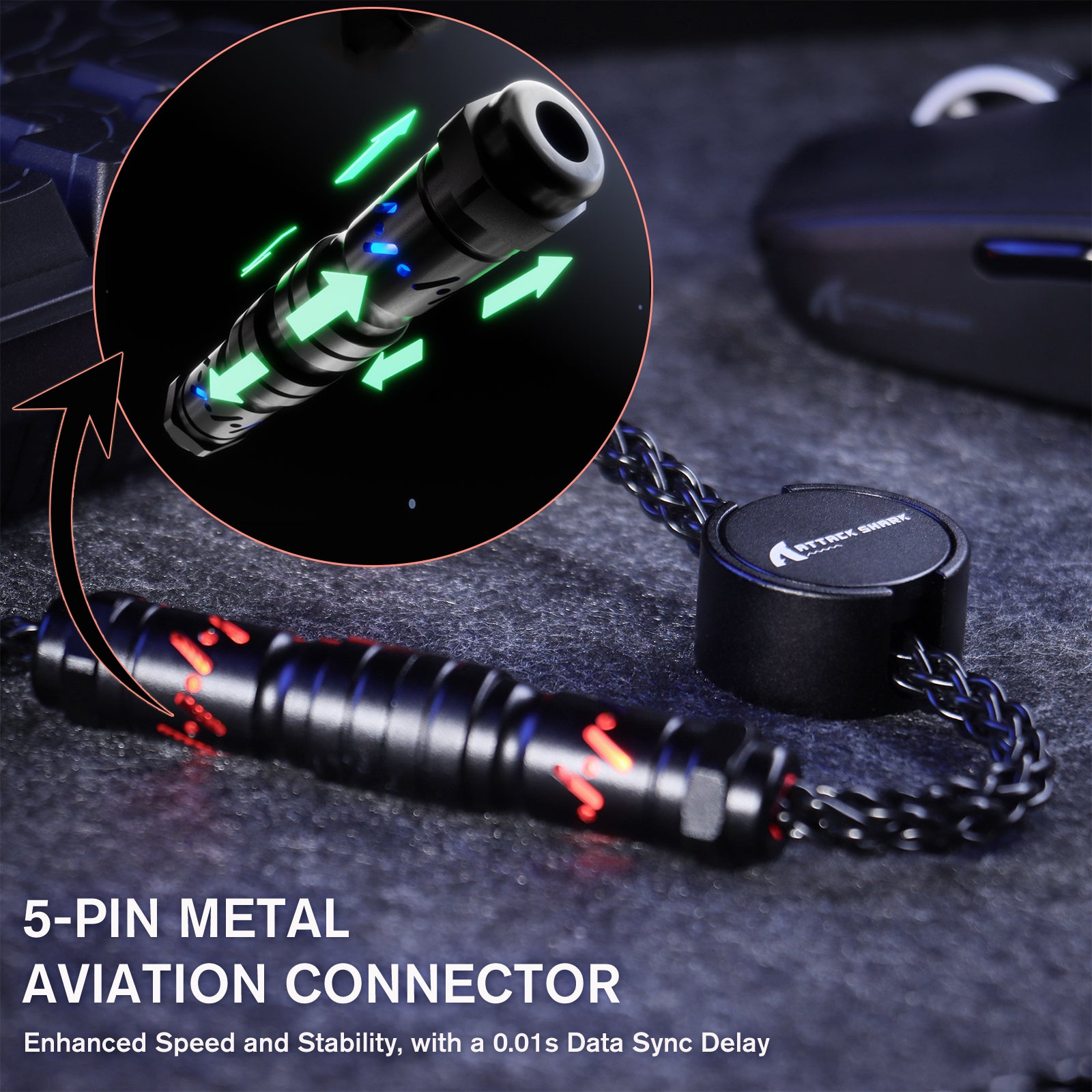 ATTACK SHARK C07 Aangepaste Aviator Kabel voor 8KHz Magnetisch Toetsenbord