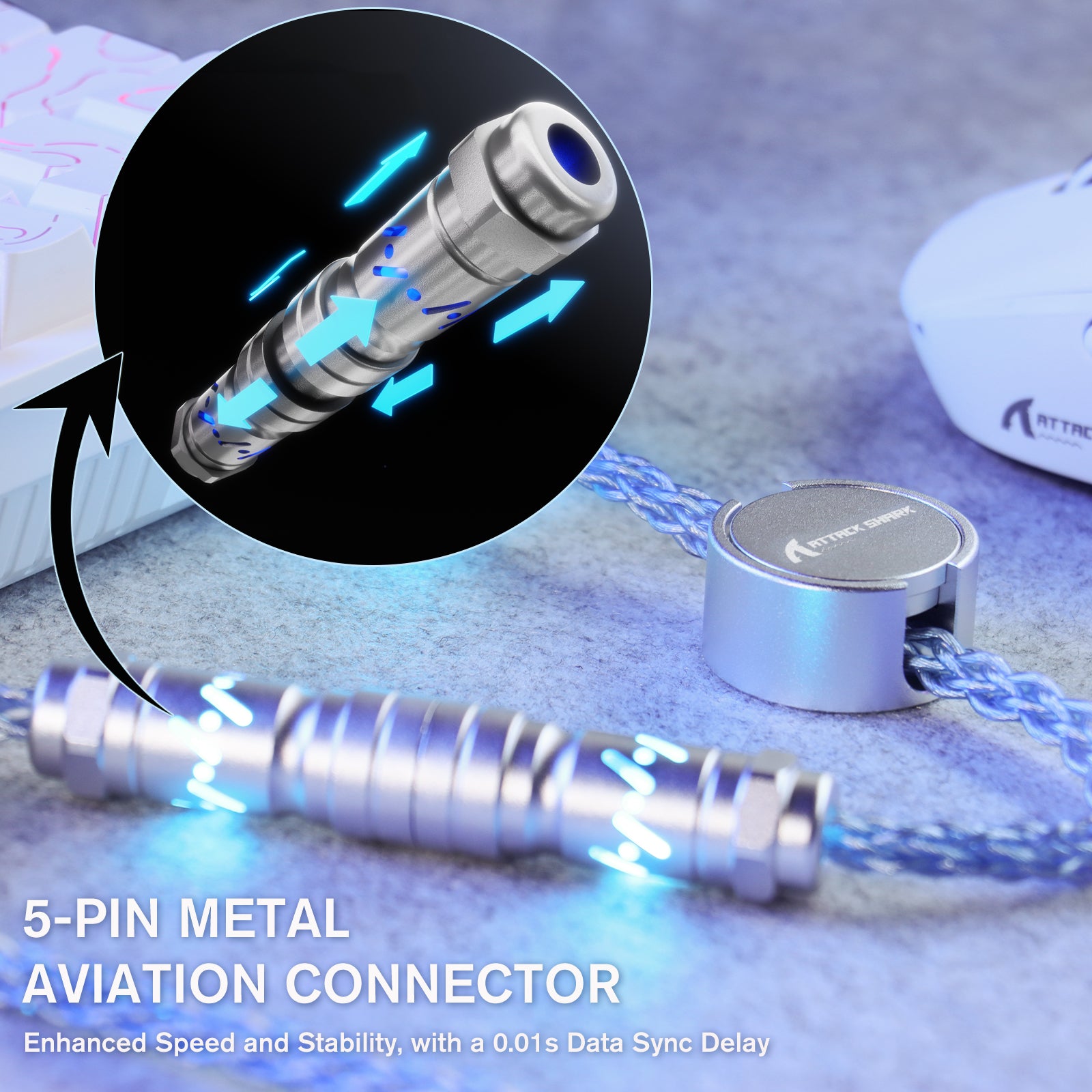 ATTACK SHARK C07 Aangepaste Aviator Kabel voor 8KHz Magnetisch Toetsenbord