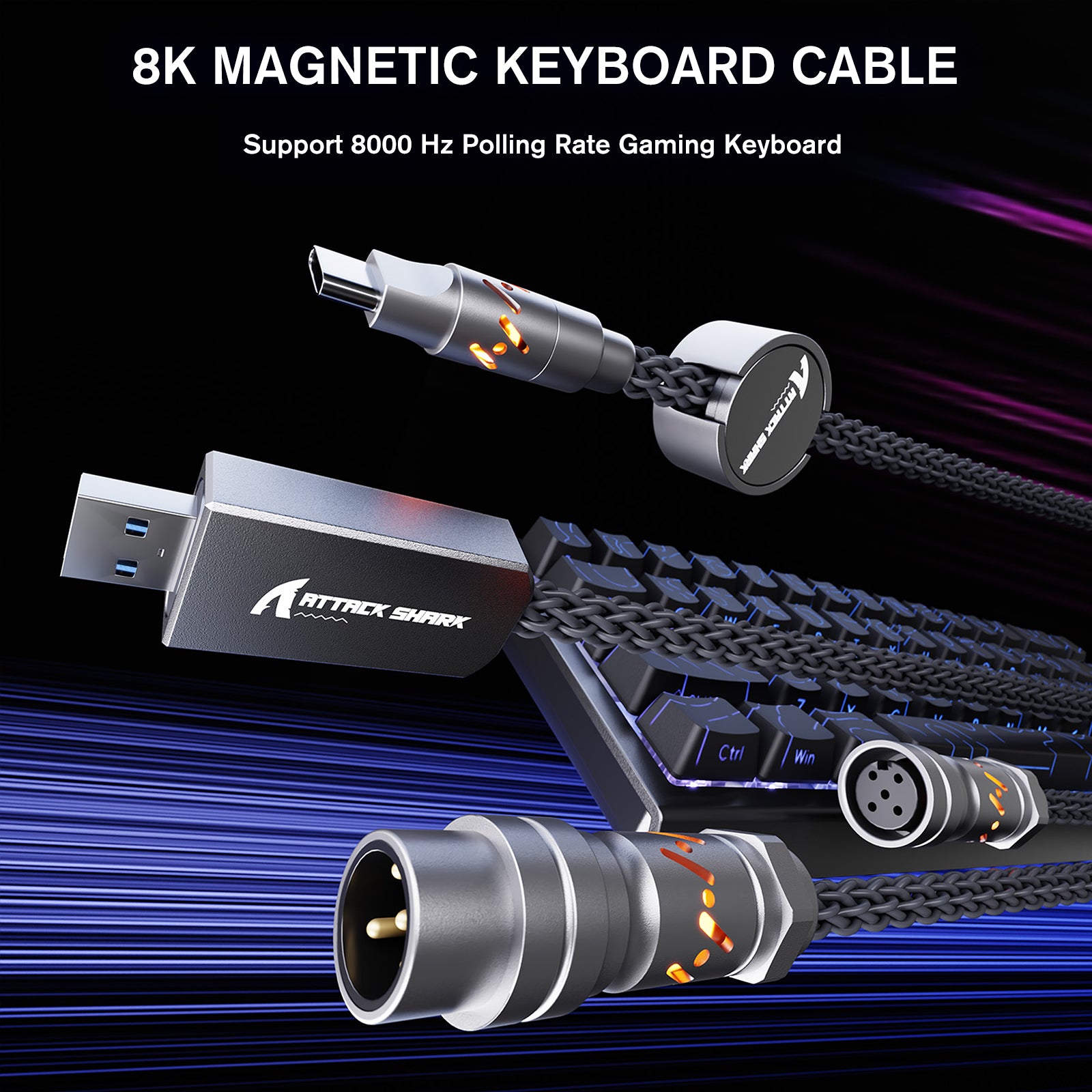 ATTACK SHARK C07 Aangepaste Aviator Kabel voor 8KHz Magnetisch Toetsenbord