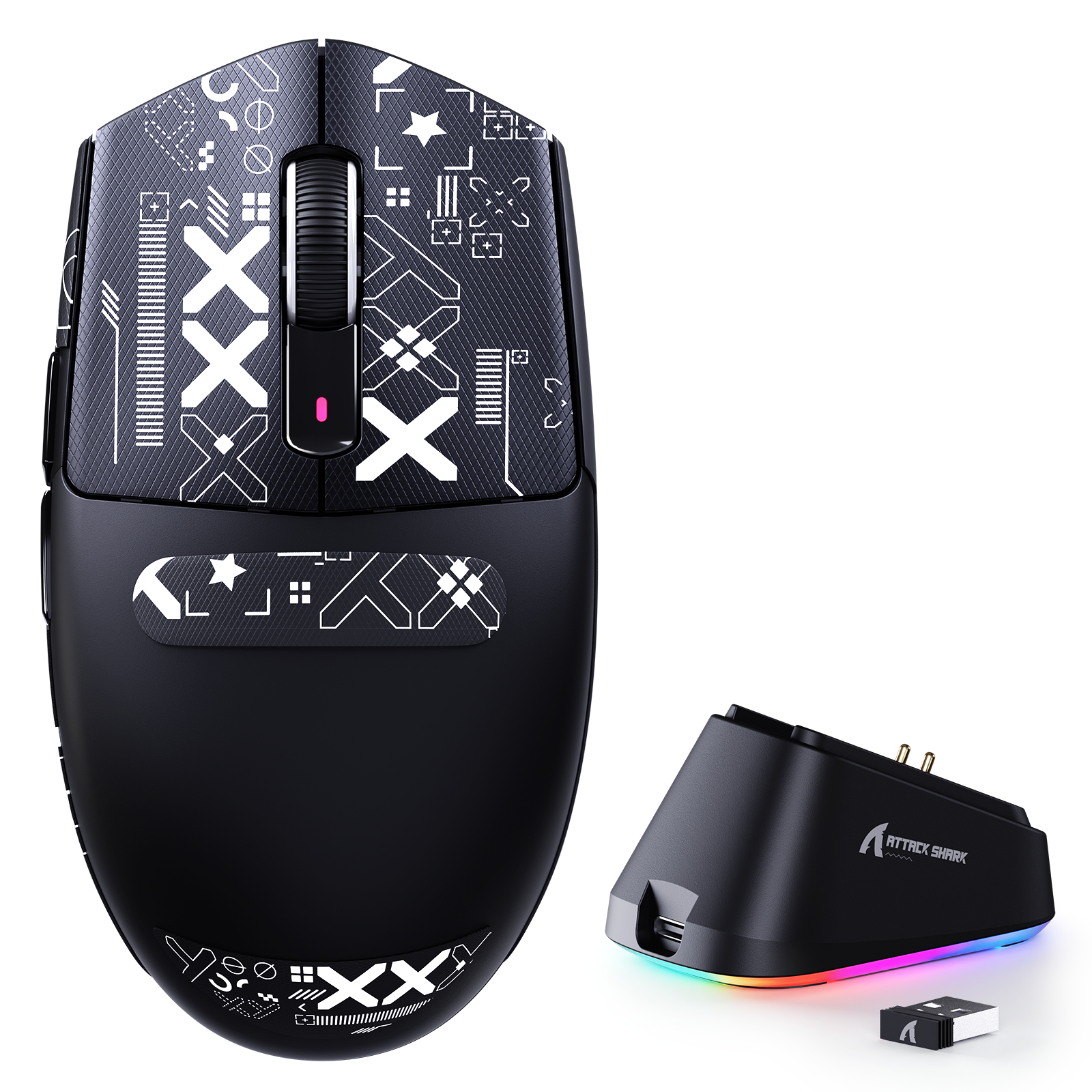 ATTACK SHARK G3 PRO Draadloze gamingmuis met drie modi en oplaadstation 25000 DPI Ultra lichtgewicht