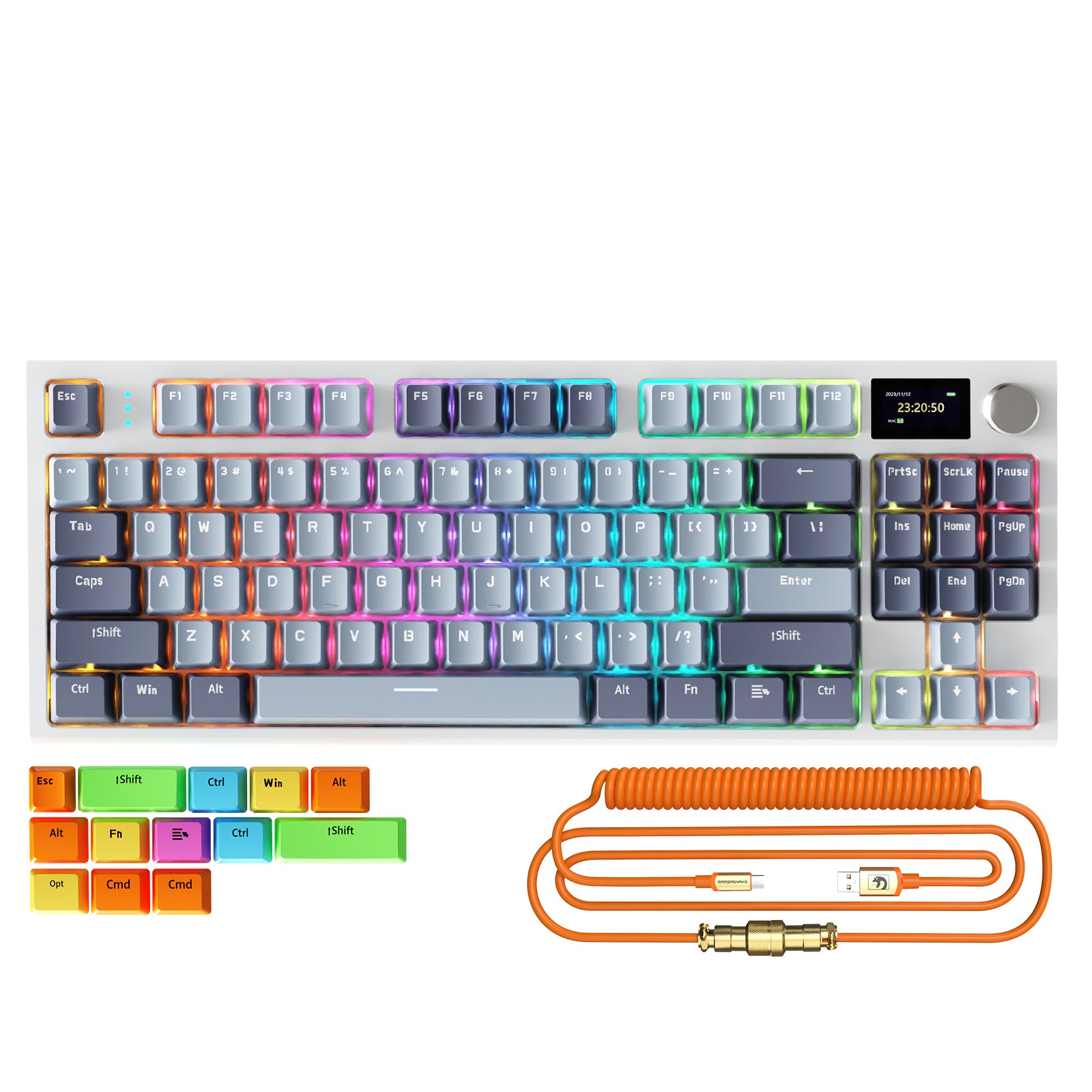 ATTACK SHARK K86 Draadloos Mechanisch Toetsenbord met Opgerolde Kabel