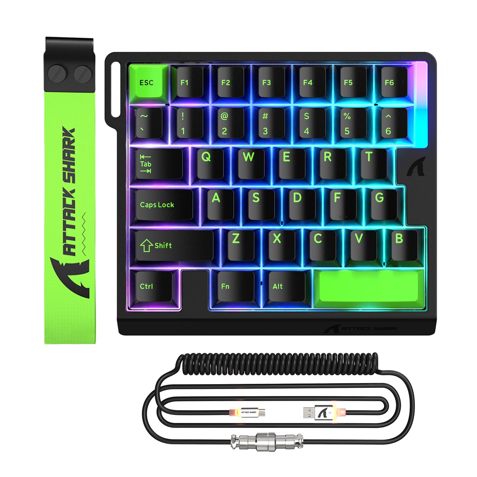 ATTACK SHARK M36 HE eenhandig magnetisch schakelkasttoetsenbord & C01 ULTRA LED Aviator-kabel