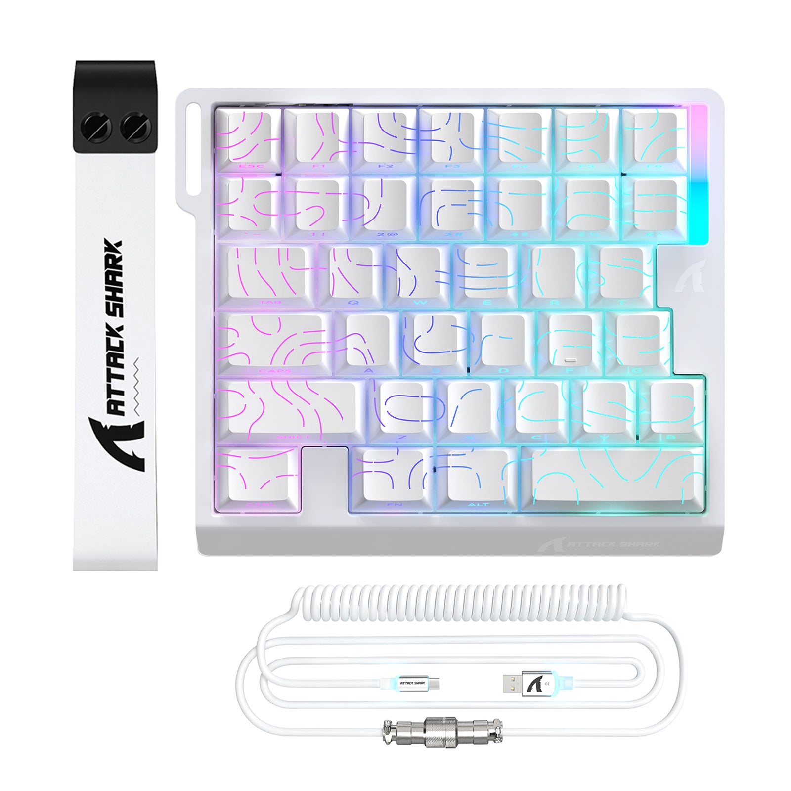 ATTACK SHARK M36 HE eenhandig magnetisch schakelkasttoetsenbord & C01 ULTRA LED Aviator-kabel