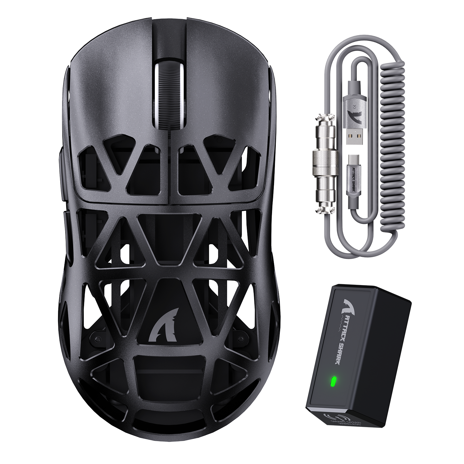 ATTACK SHARK R2 Magnesiumlegering PAW3950 Gaming Muis 8K met Muis Opgerolde Kabel (Oplaaddock Niet Inbegrepen)