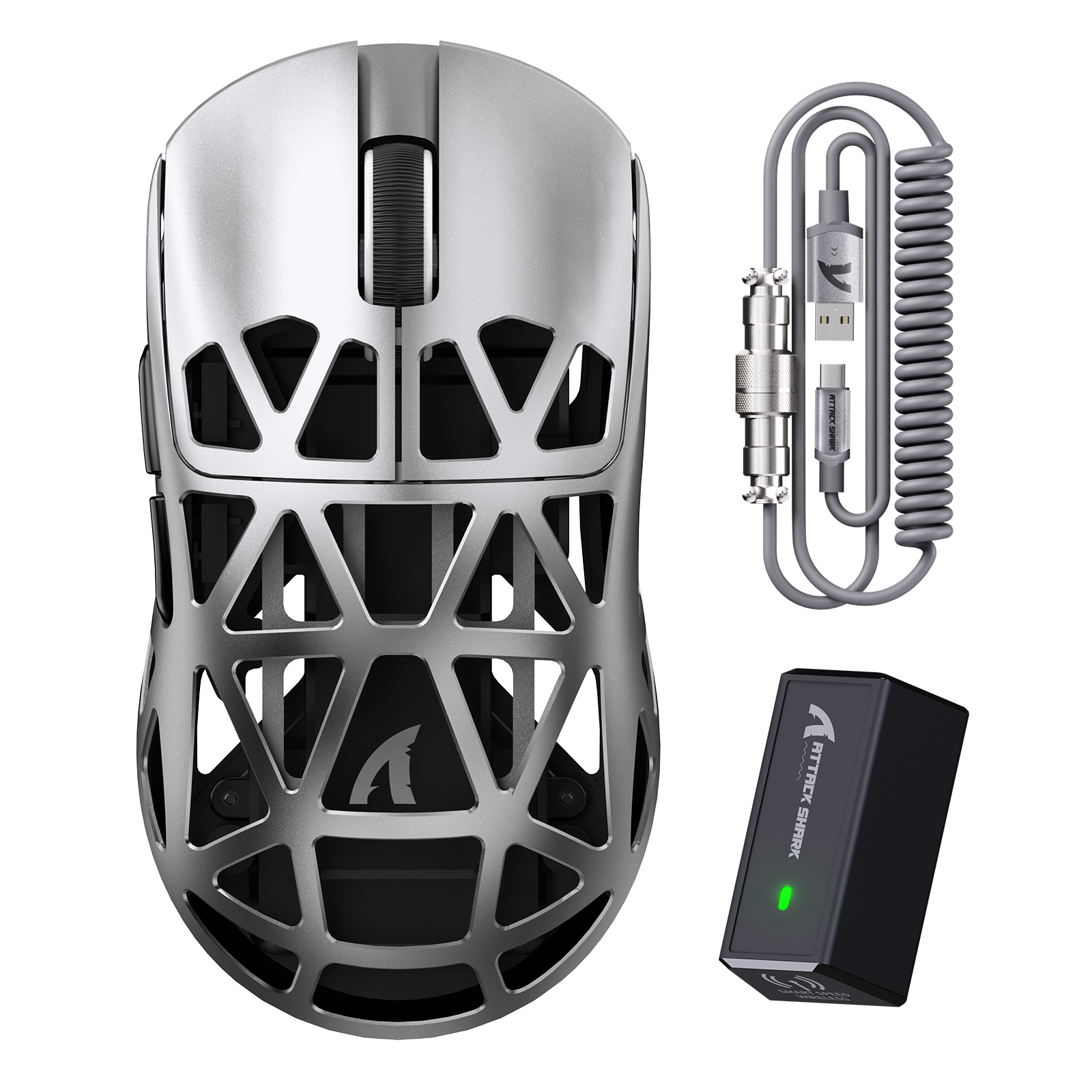 ATTACK SHARK R2 Magnesiumlegering PAW3950 Gaming Muis 8K met Muis Opgerolde Kabel (Oplaaddock Niet Inbegrepen)