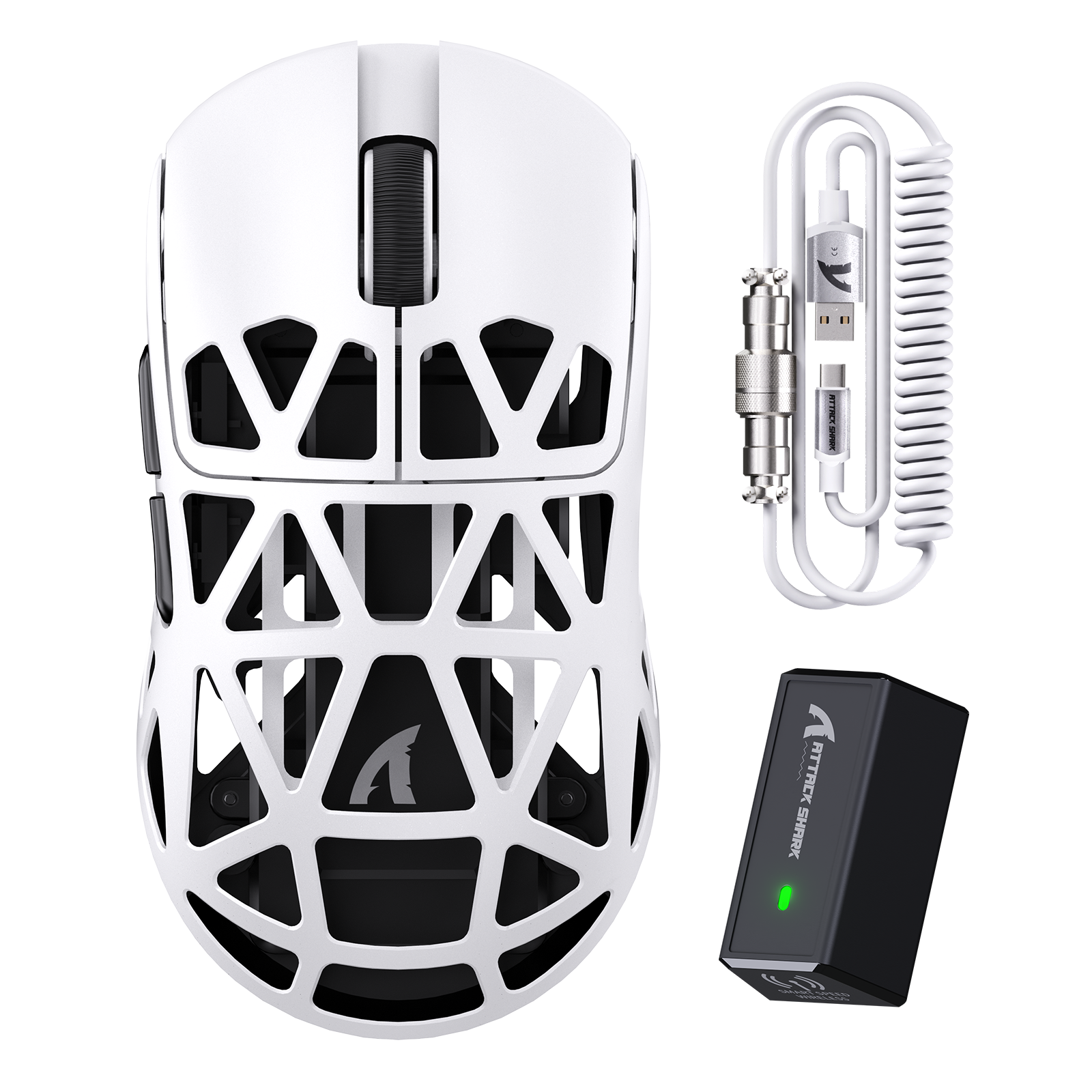 ATTACK SHARK R2 Magnesiumlegering PAW3950 Gaming Muis 8K met Muis Opgerolde Kabel (Oplaaddock Niet Inbegrepen)