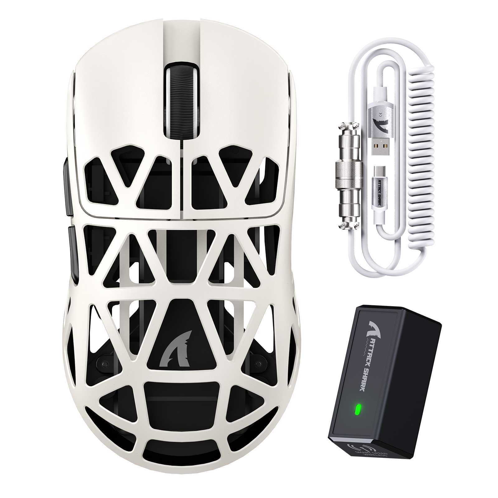 ATTACK SHARK R2 Magnesiumlegering PAW3950 Gaming Muis 8K met Muis Opgerolde Kabel (Oplaaddock Niet Inbegrepen)