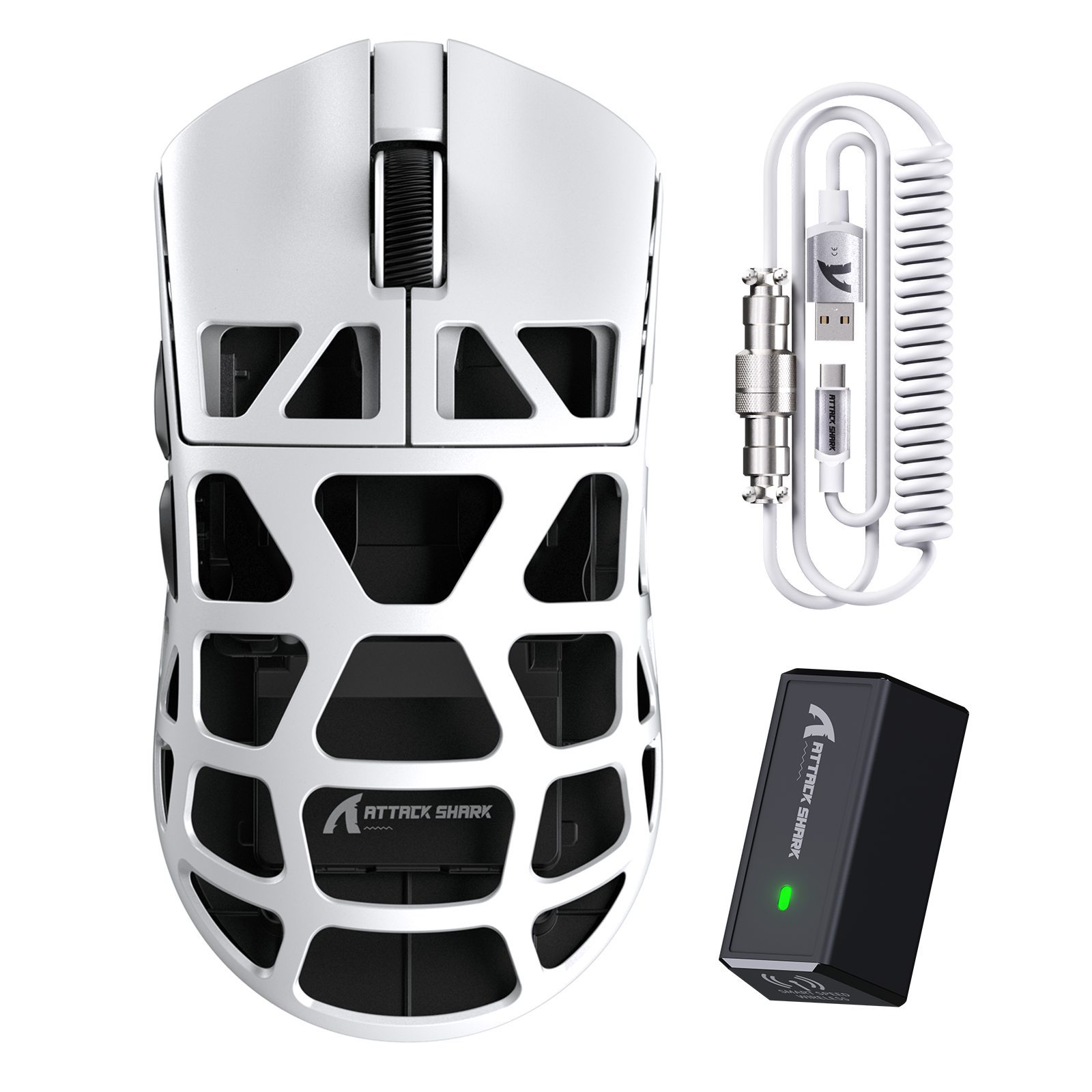 ATTACK SHARK R3 Magnesiumlegering Gaming Muis 8K met C06 Opgerolde Kabel