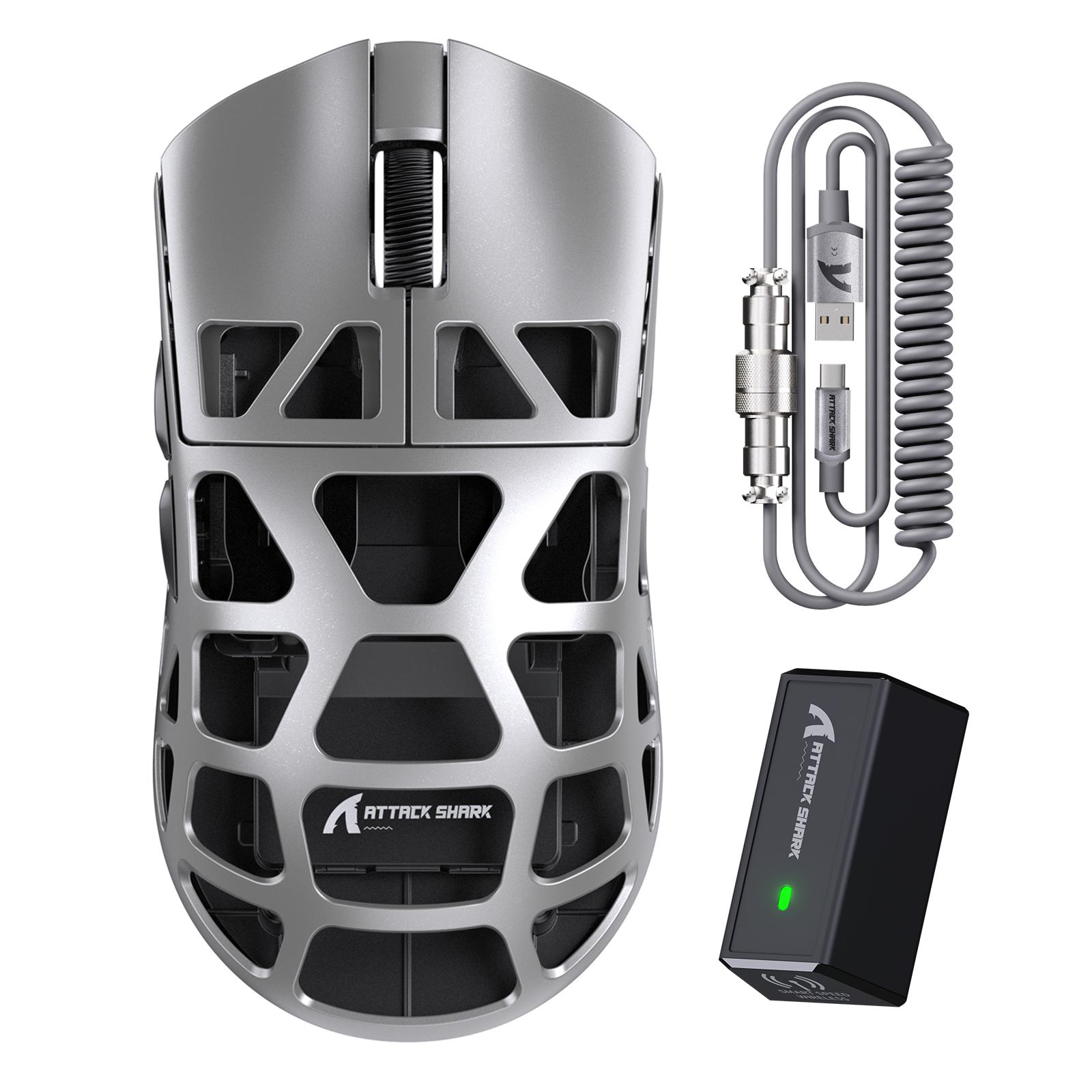 ATTACK SHARK R3 Magnesiumlegering Gaming Muis 8K met C06 Opgerolde Kabel