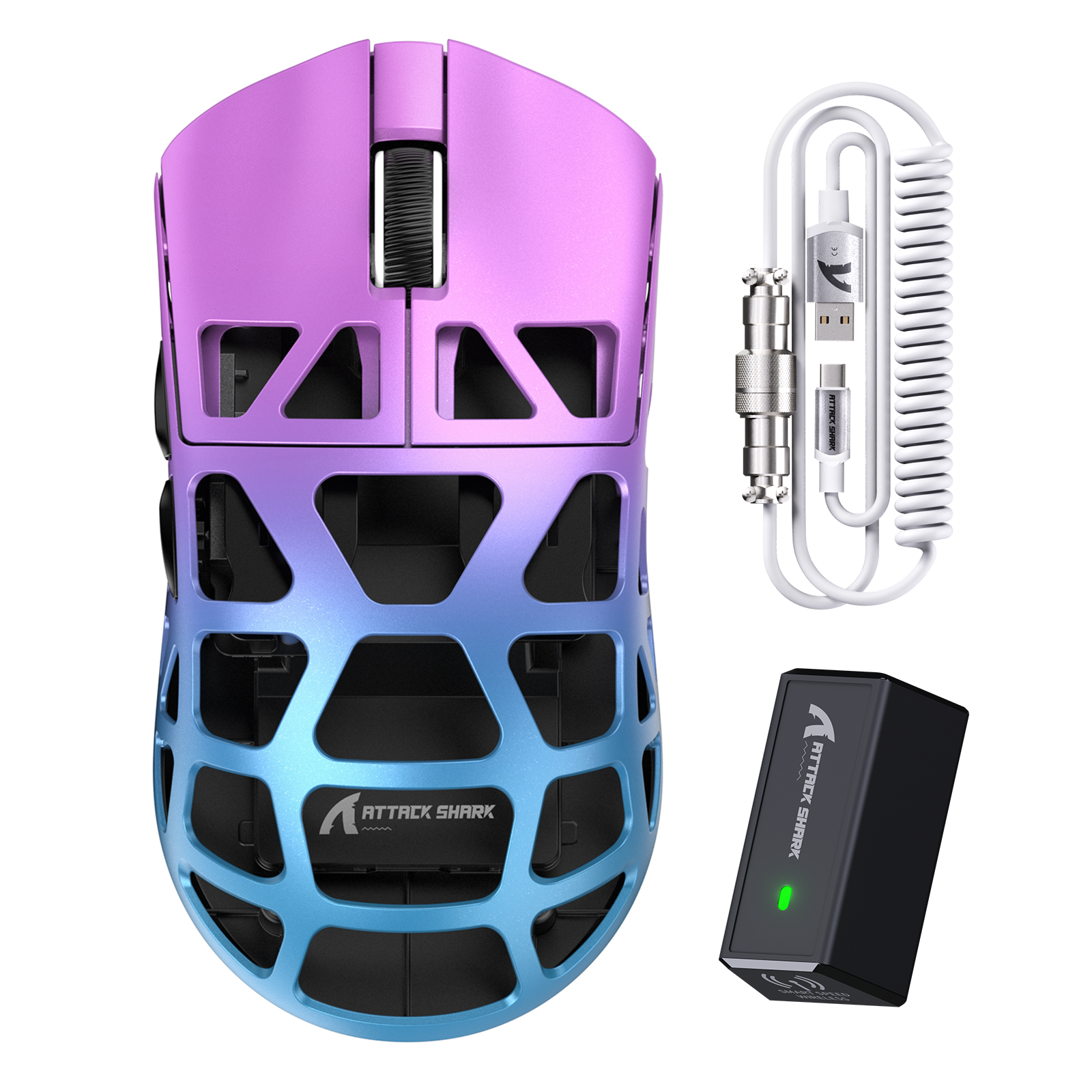 ATTACK SHARK R3 Magnesiumlegering Gaming Muis 8K met C06 Opgerolde Kabel