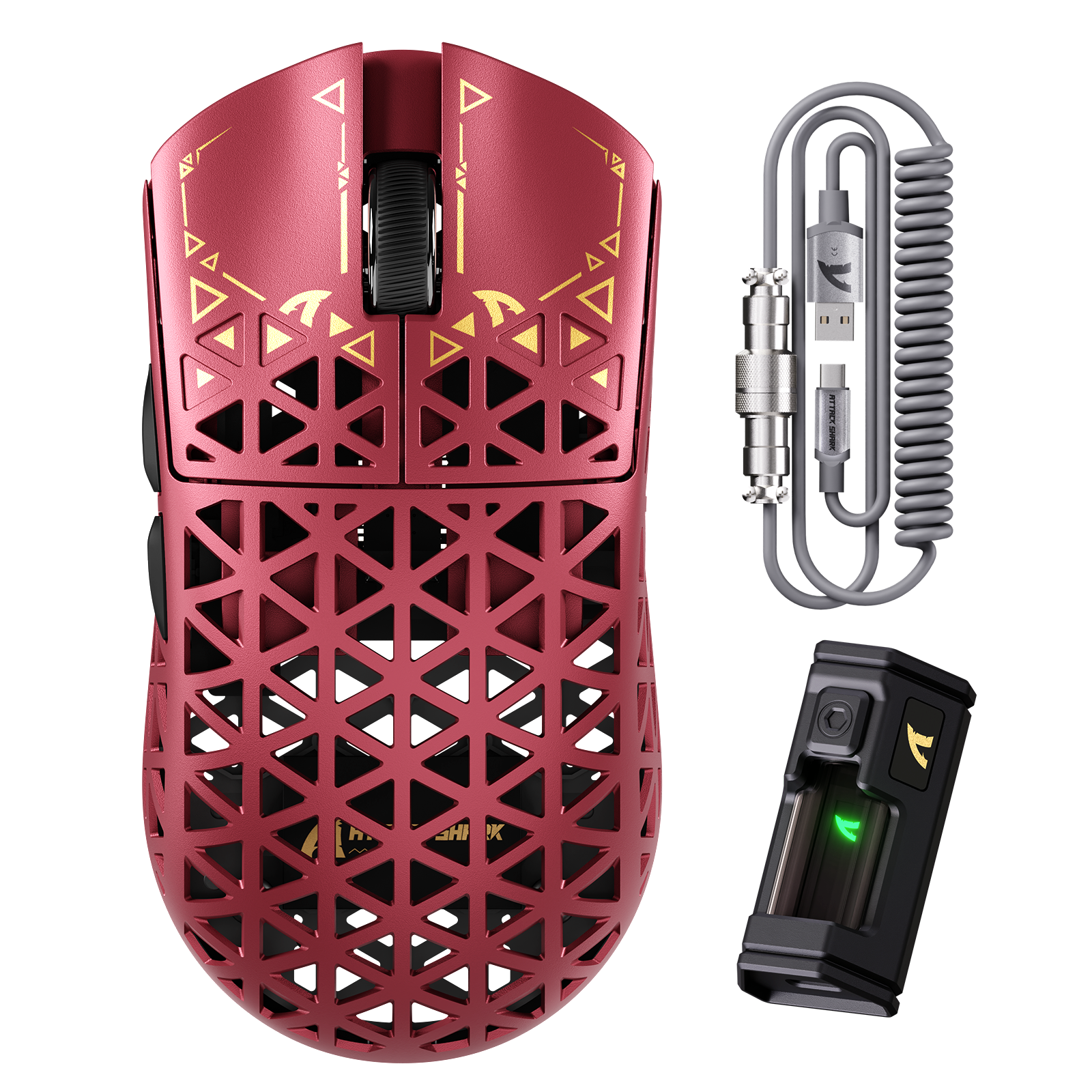 ATTACK SHARK R5 ULTRA Carbon Fiber Draadloze 8K PAW3950MAX Gaming Muis met 8K Opgerolde Kabel