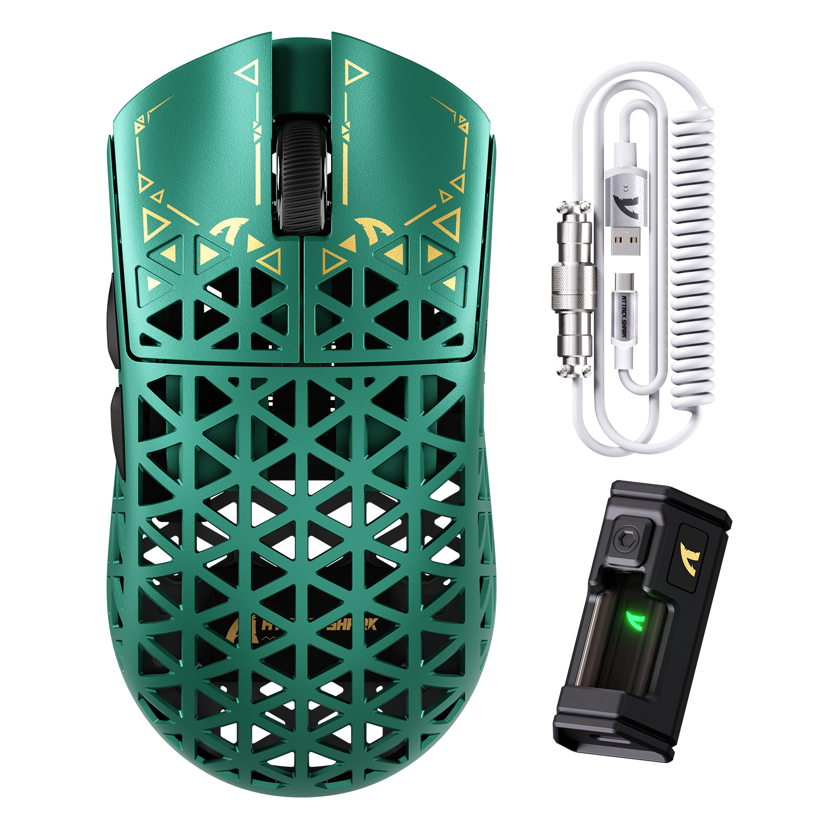 ATTACK SHARK R5 ULTRA Carbon Fiber Draadloze 8K PAW3950MAX Gaming Muis met 8K Opgerolde Kabel