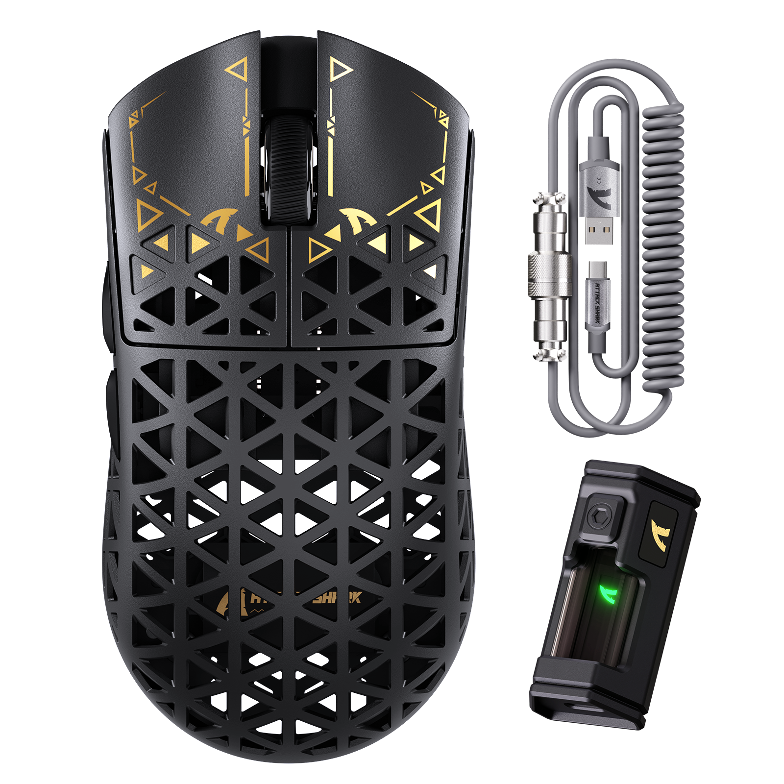 ATTACK SHARK R5 ULTRA Carbon Fiber Draadloze 8K PAW3950MAX Gaming Muis met 8K Opgerolde Kabel